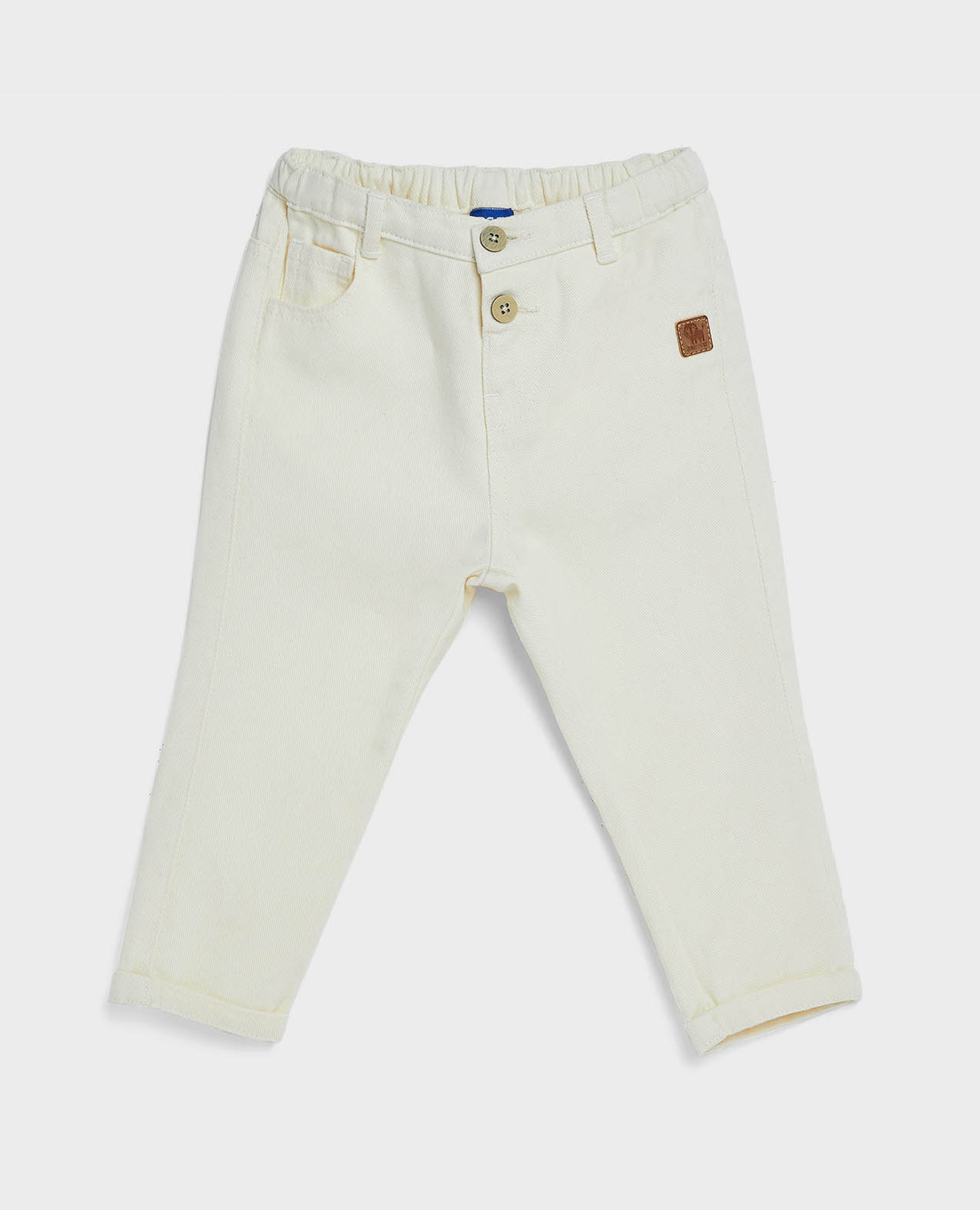 Solid Slim Fit Pants with Button Closure