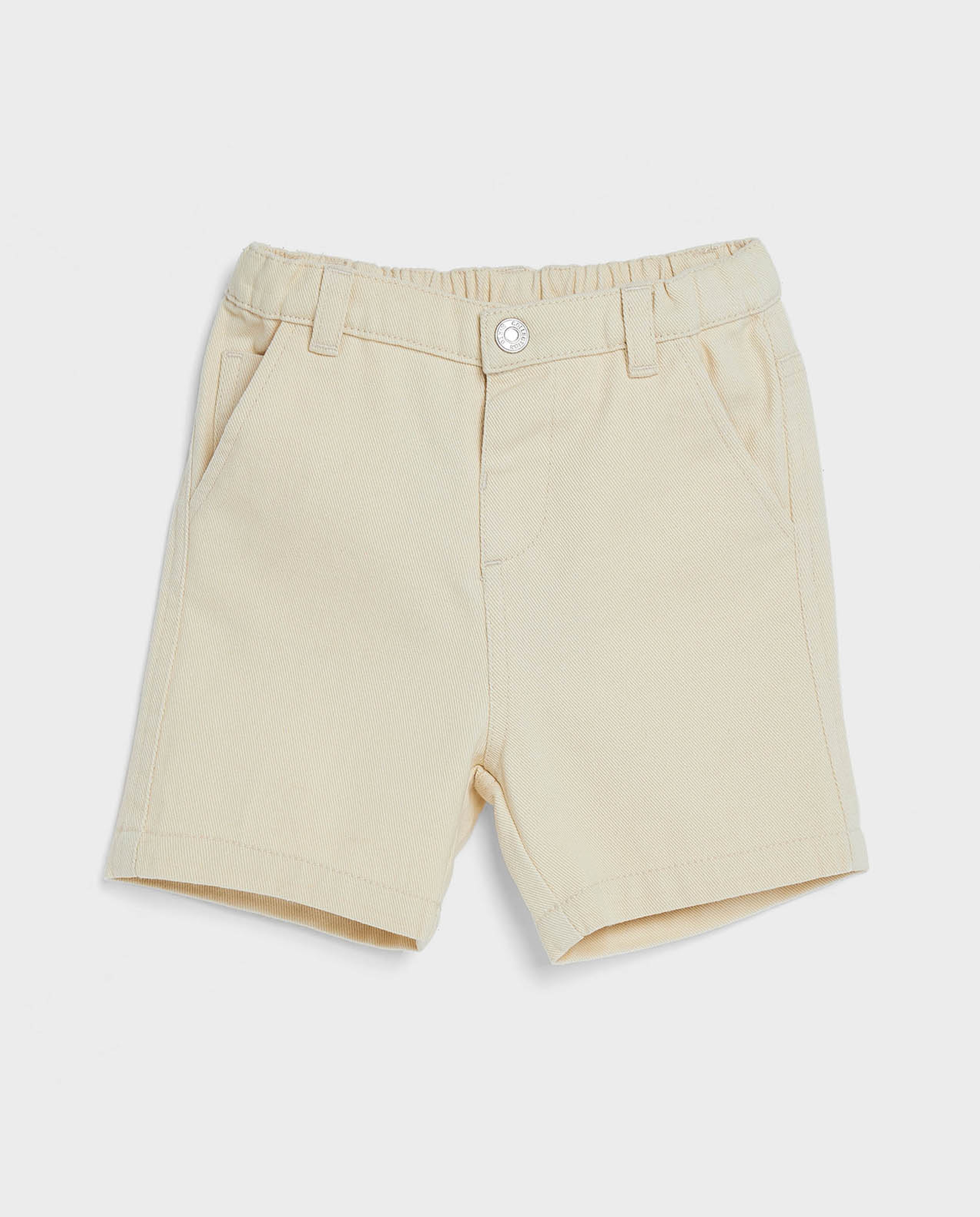 Solid Shorts with Button Closure