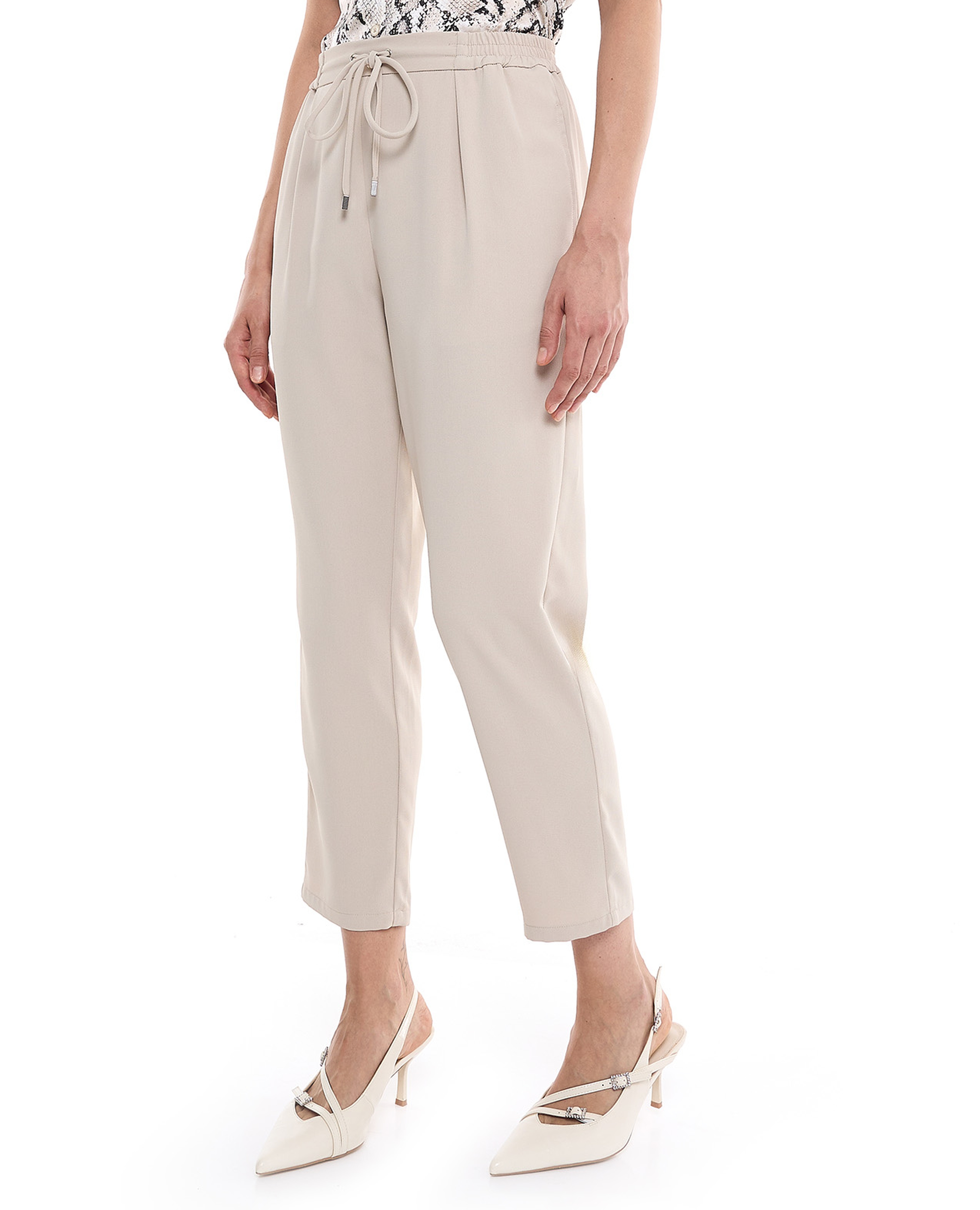 Solid Tapered Fit Pants with Drawstring Waist