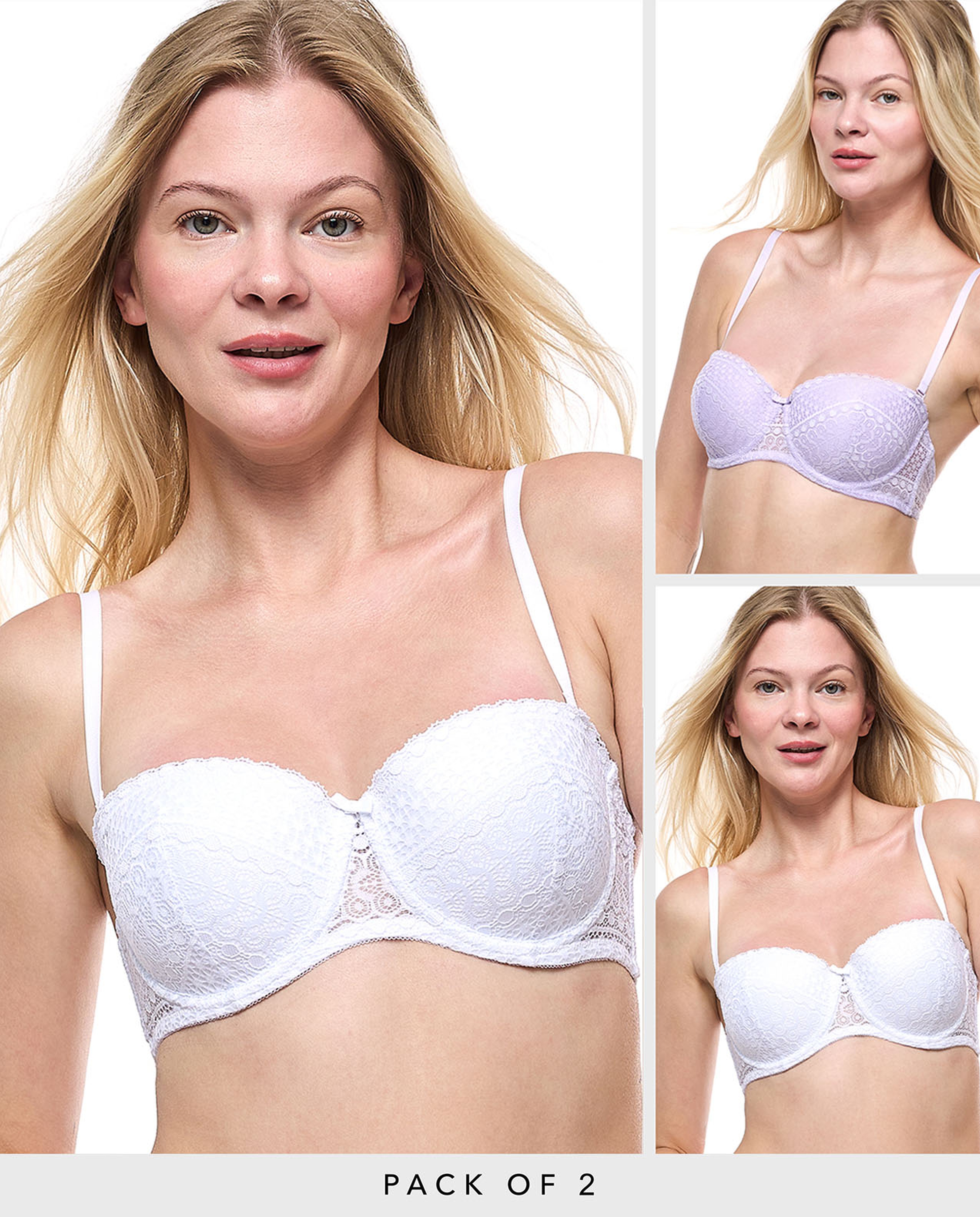 2 Pack Lace Strapless Bras