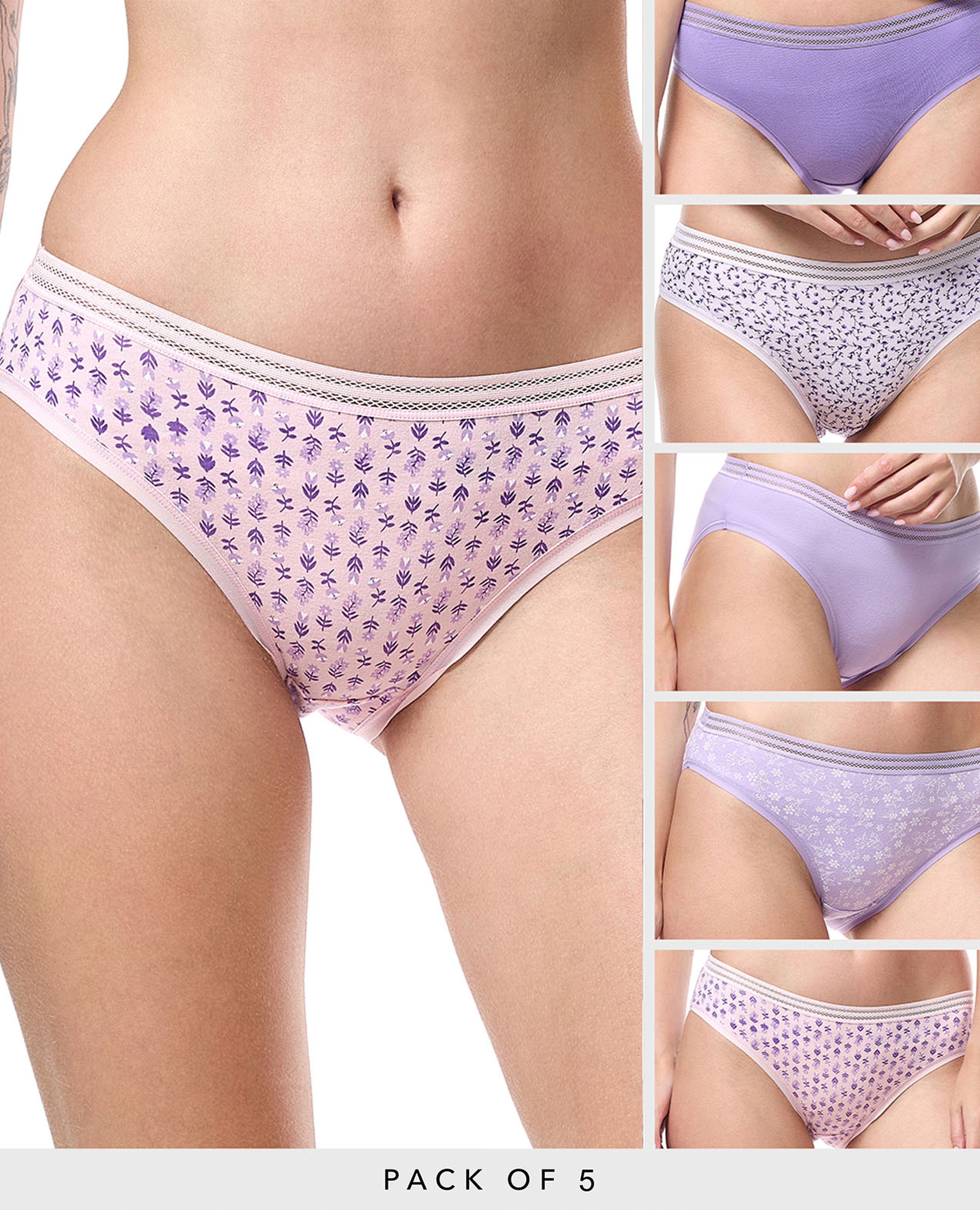 سروال بيكيني بطبعة - 5 قطع
