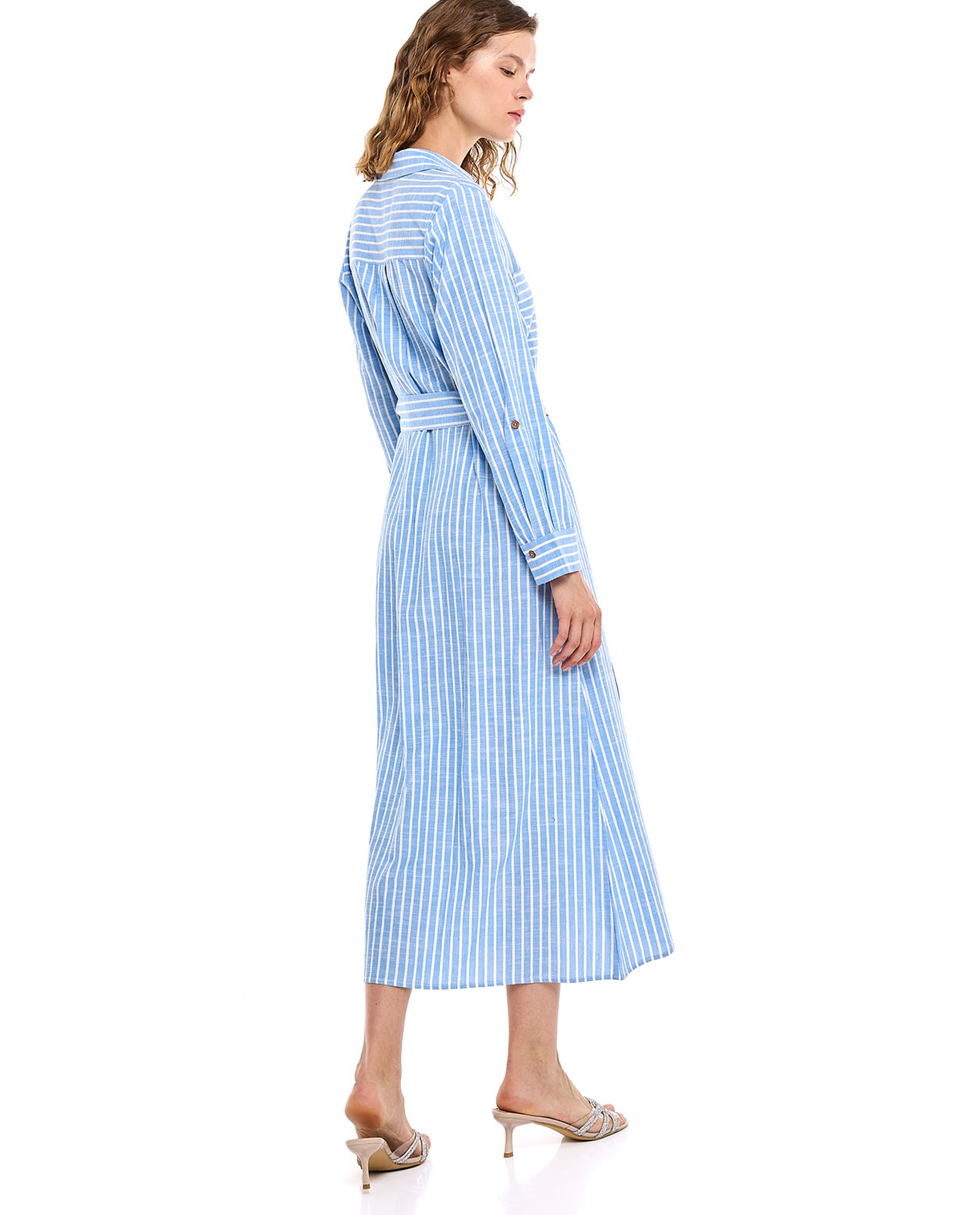 Striped Shirt Dress with Long Sleeves