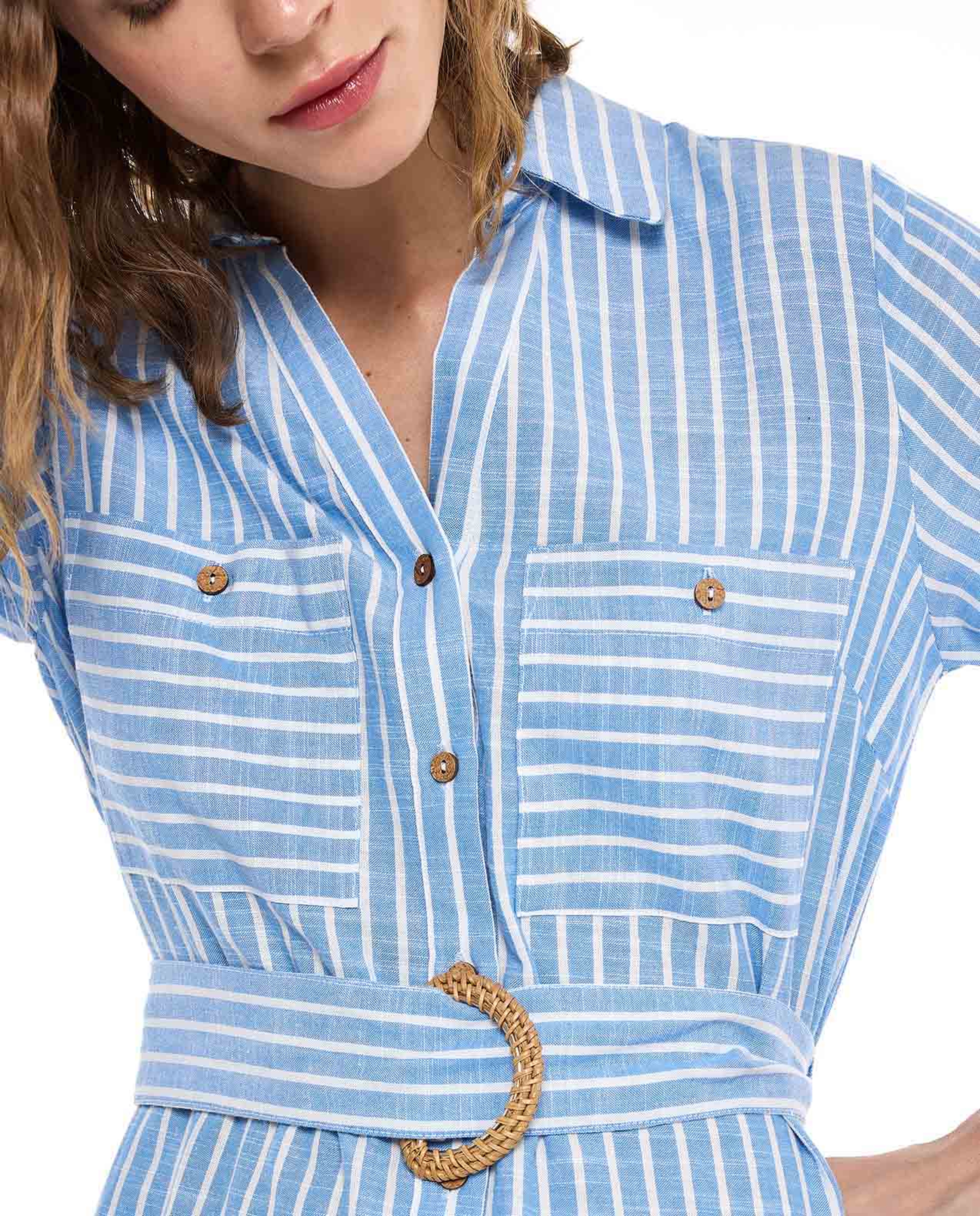 Striped Shirt Dress with Long Sleeves