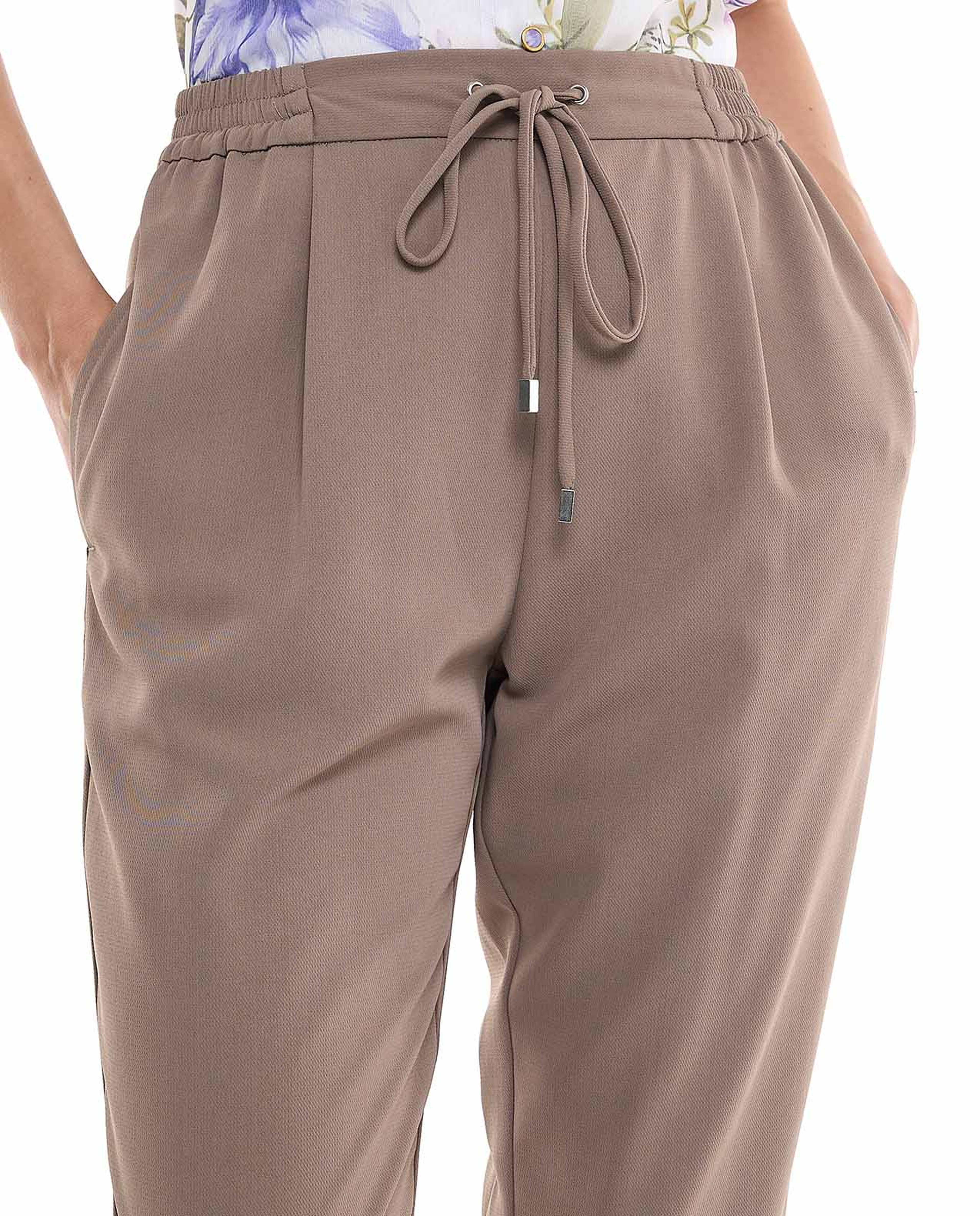 Solid Tapered Fit Pants with Drawstring Waist