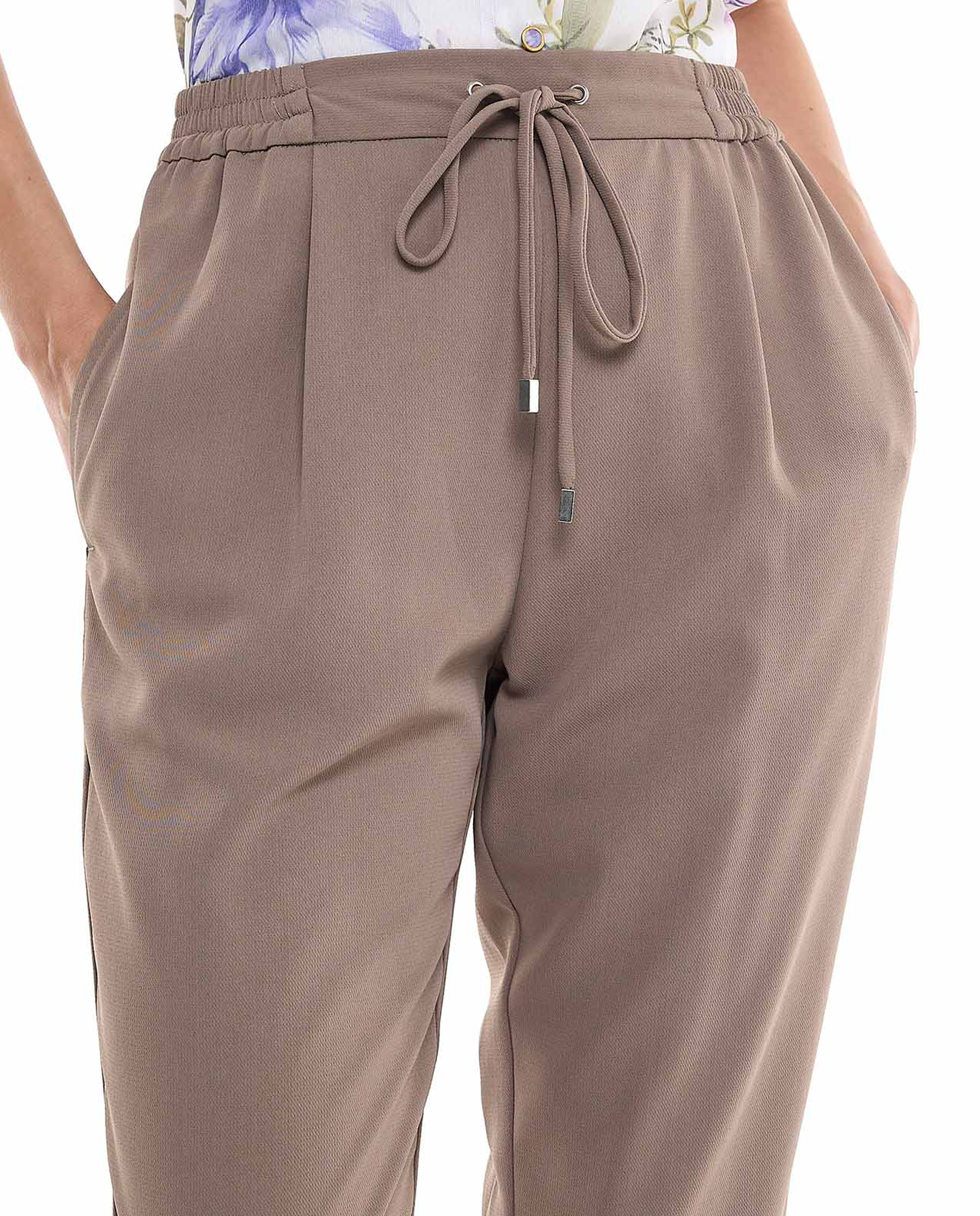 Solid Tapered Fit Pants with Drawstring Waist