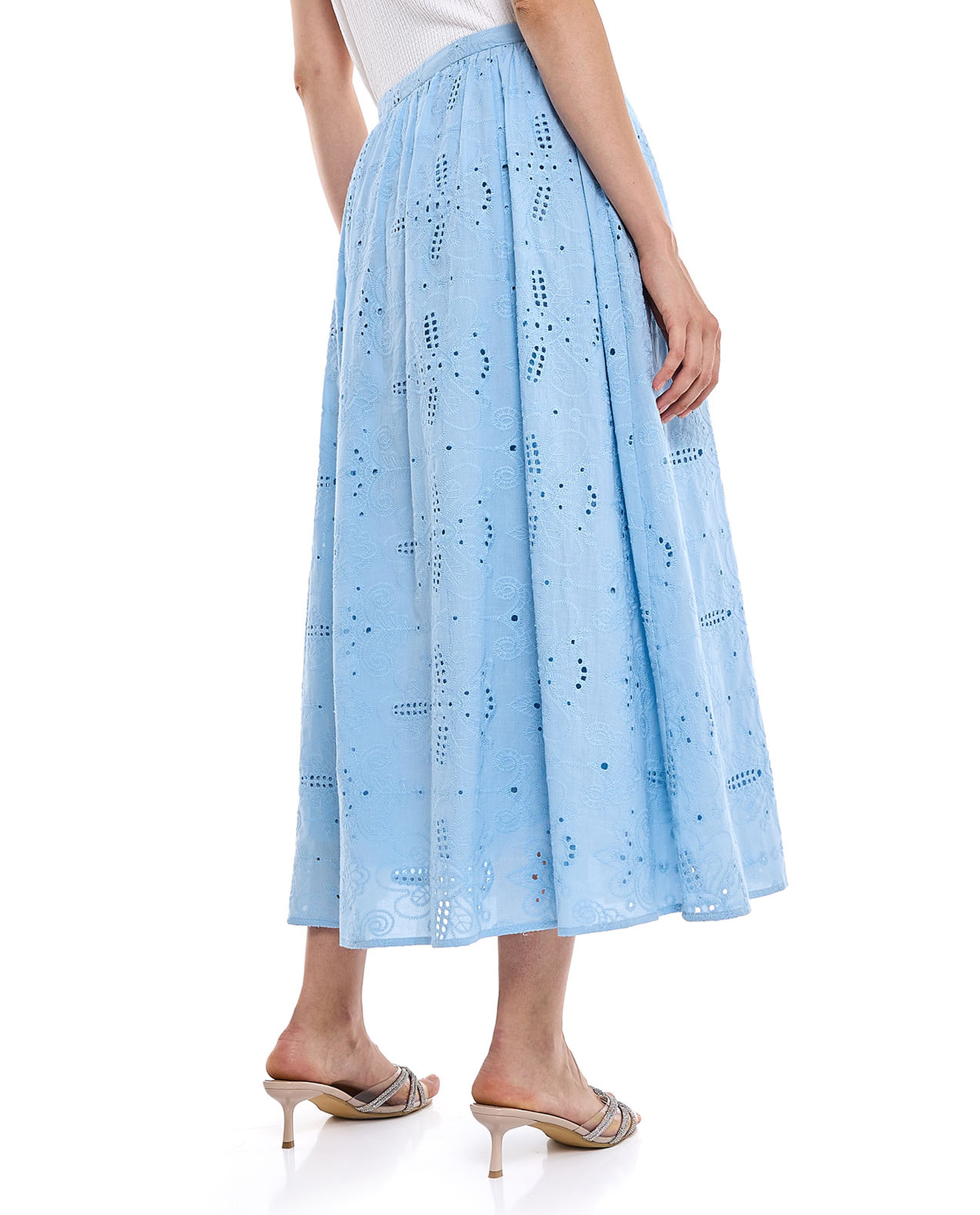 Schiffli Maxi Skirt with Elastic Waist
