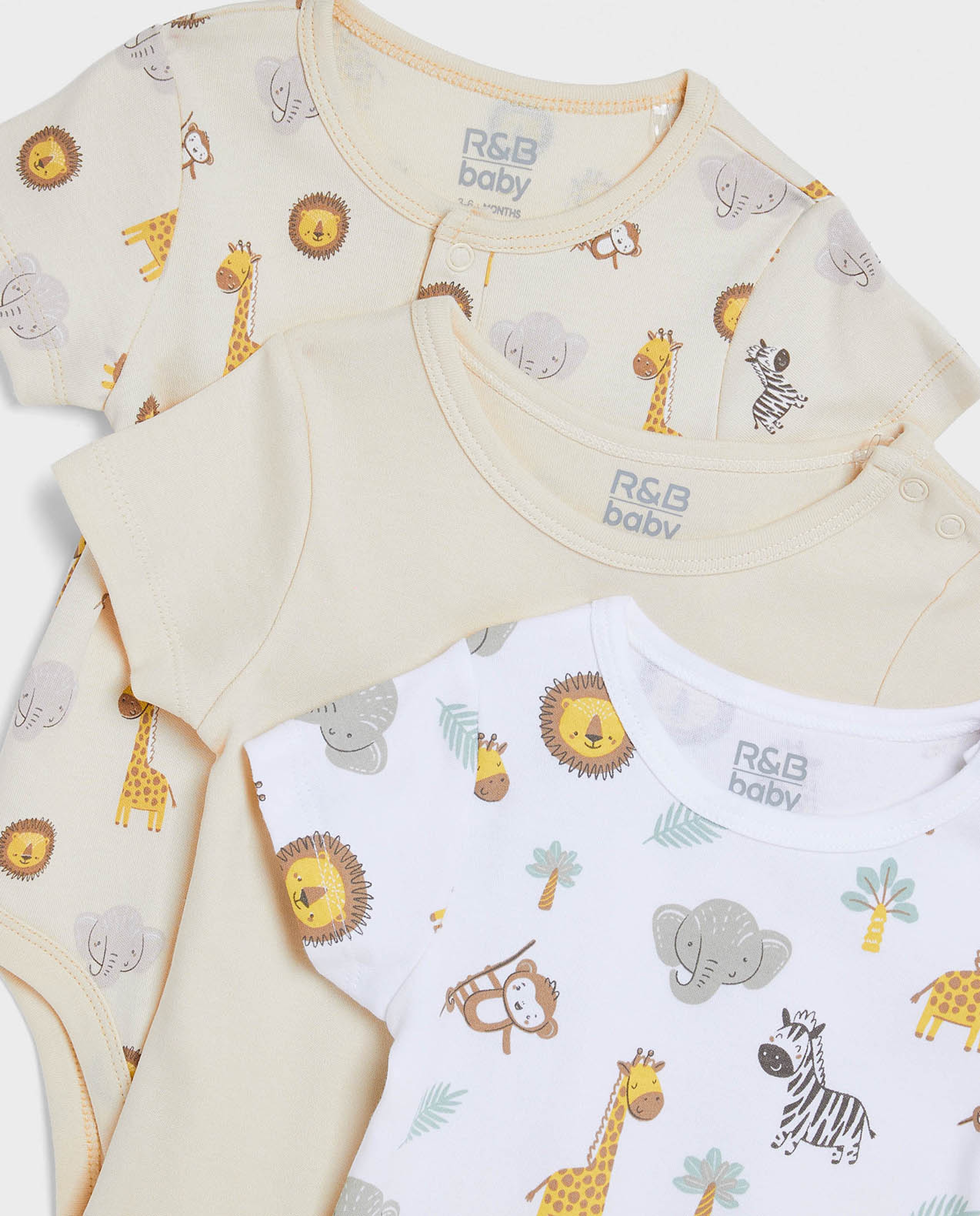 3 Pack Printed Bodysuits with Short Sleeves