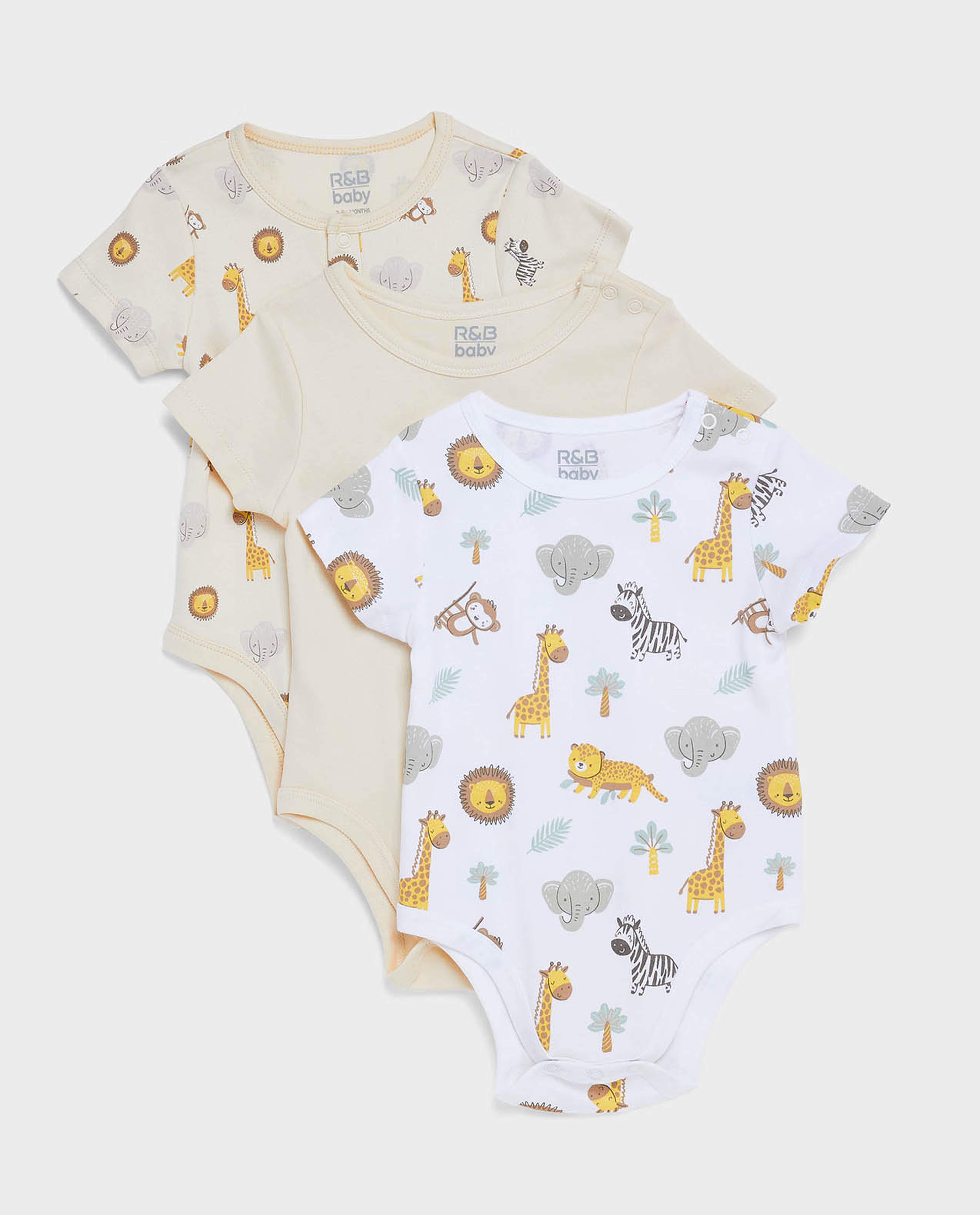 3 Pack Printed Bodysuits with Short Sleeves