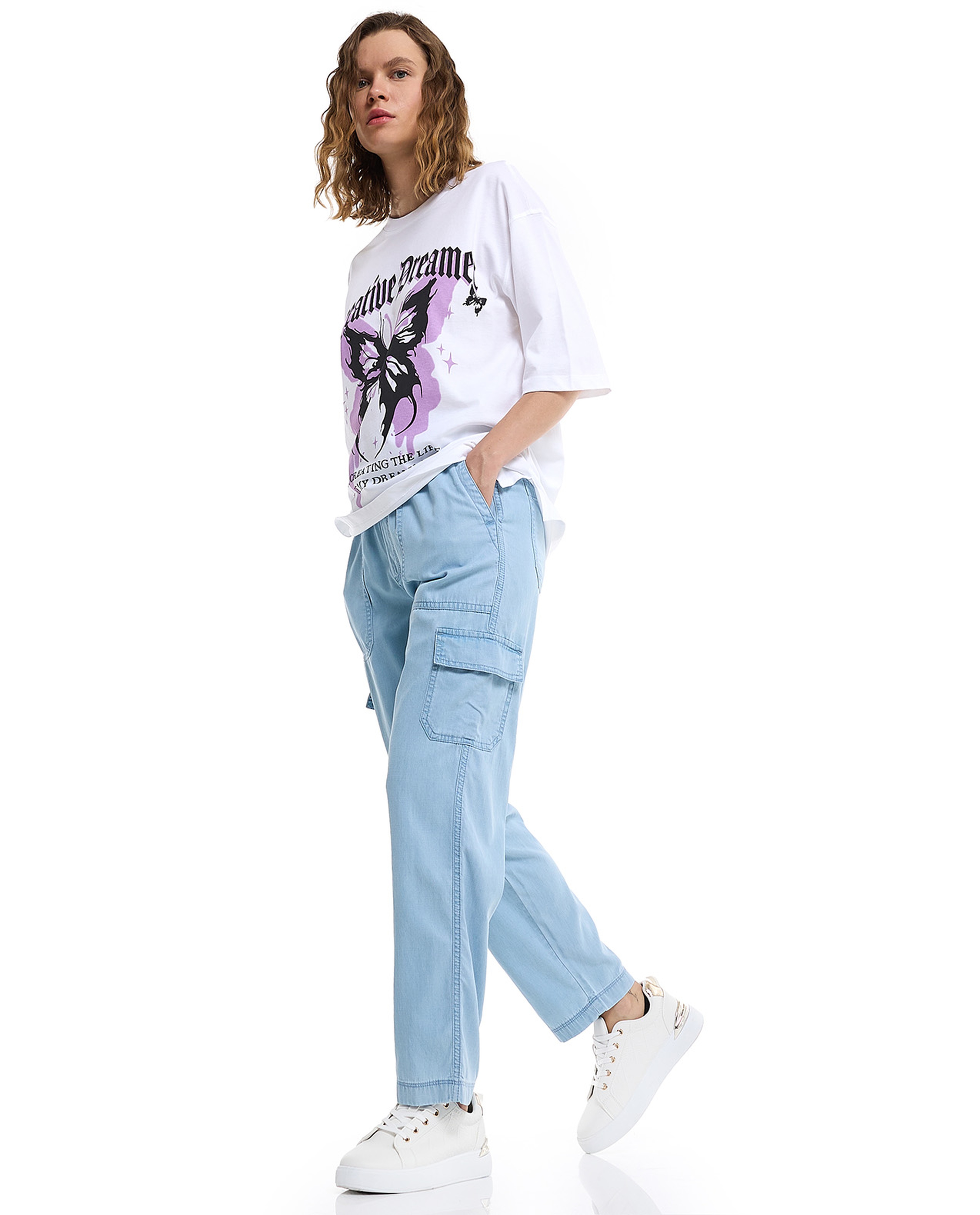 بنطال كارغو برباط على الخصر