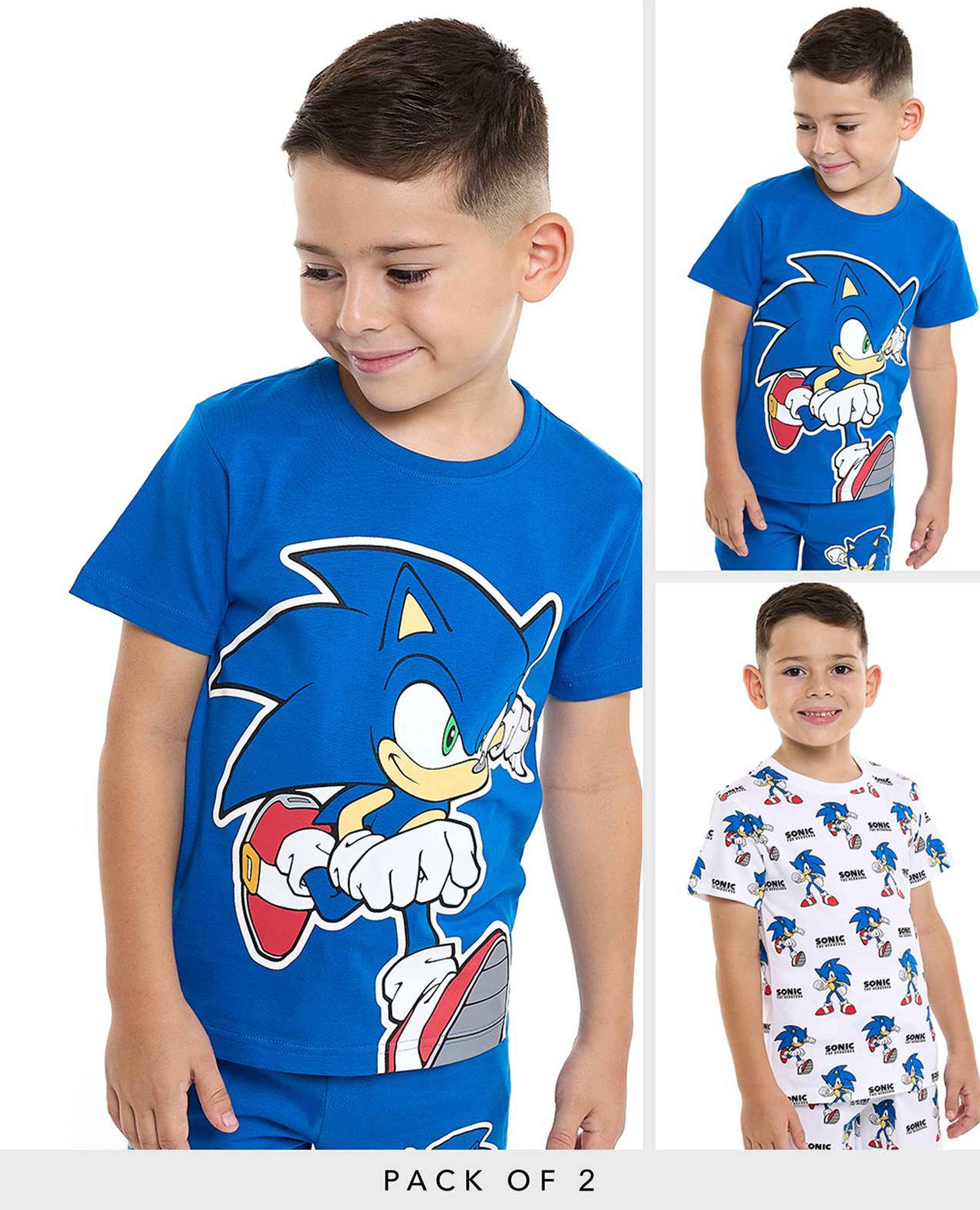 تيشيرت بطبعة شخصية سونيك بياقة مستديرة وأكمام قصيرة