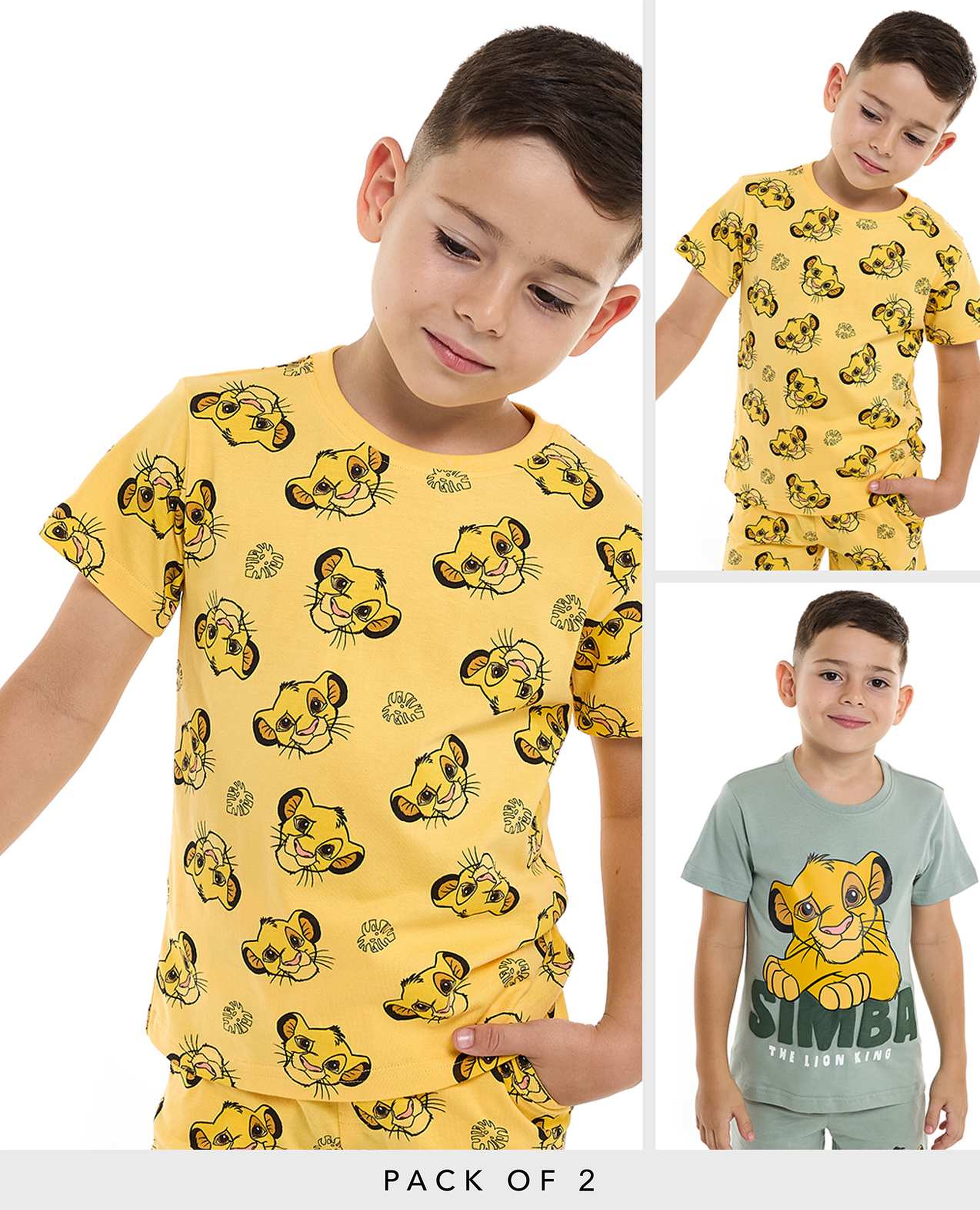 تيشيرت بطبعة شخصية سيمبا بياقة مستديرة وأكمام قصيرة