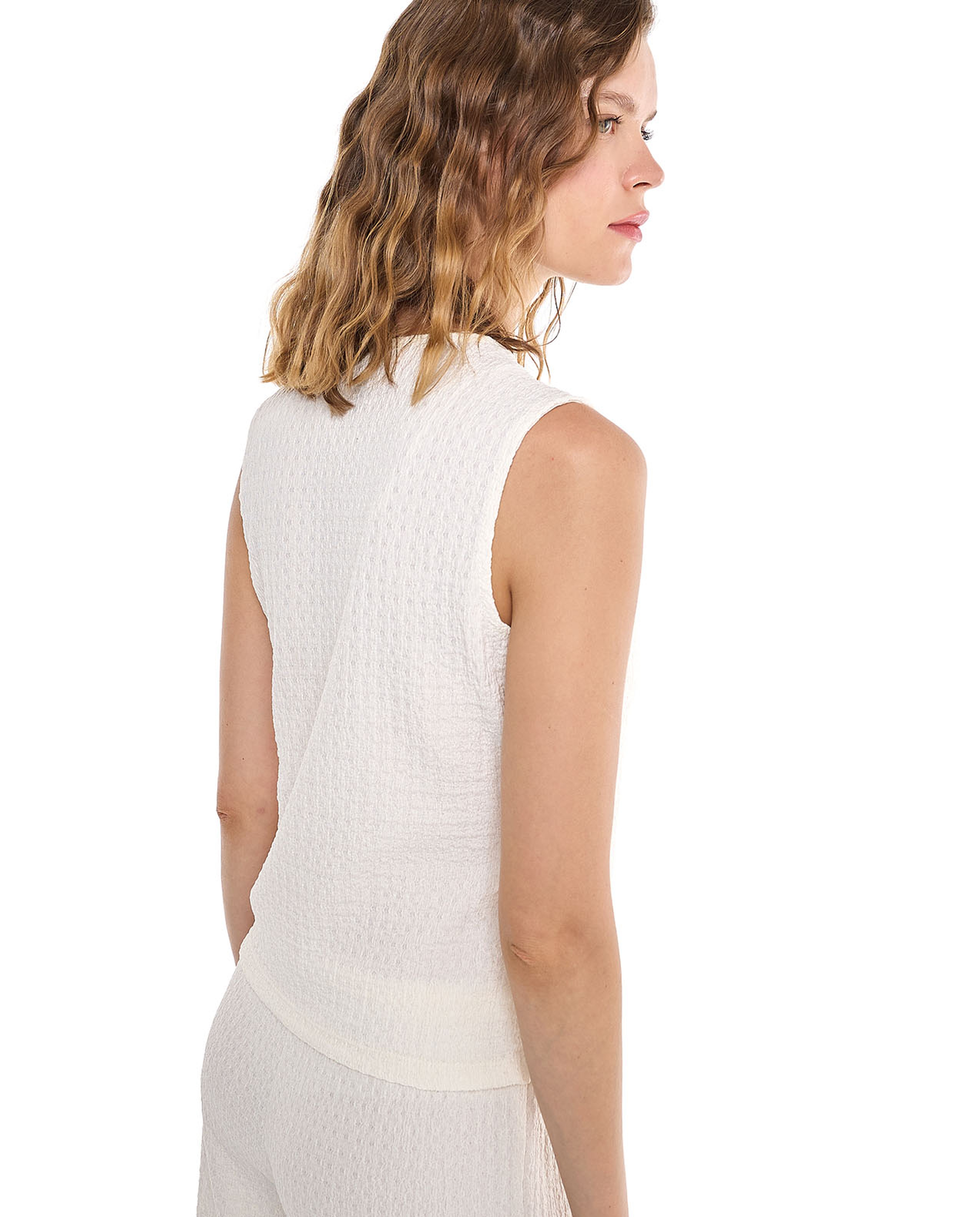 Textured Vest Top with V-Neck