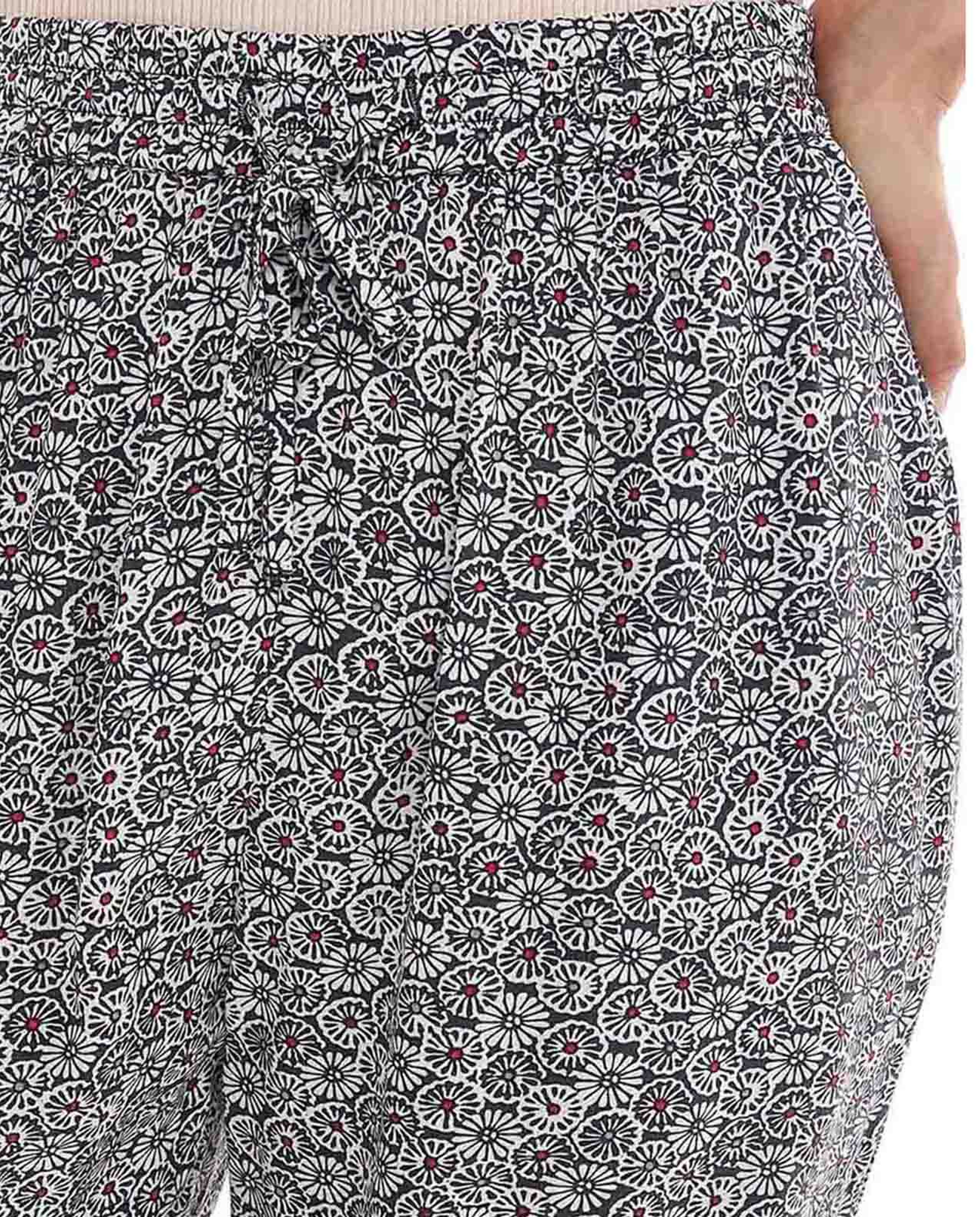 Printed Pyjama Pants with Drawstring Waist