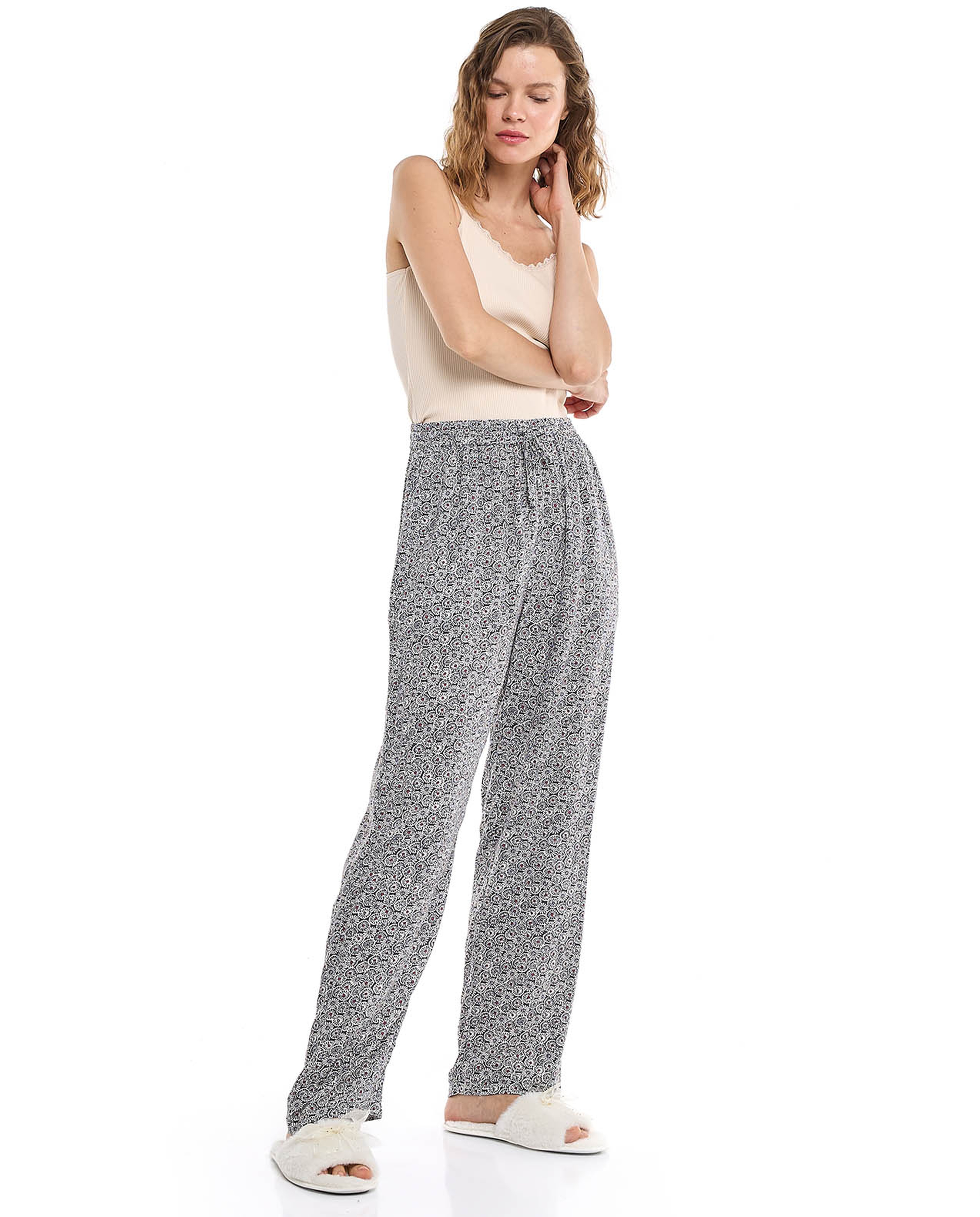 Printed Pyjama Pants with Drawstring Waist