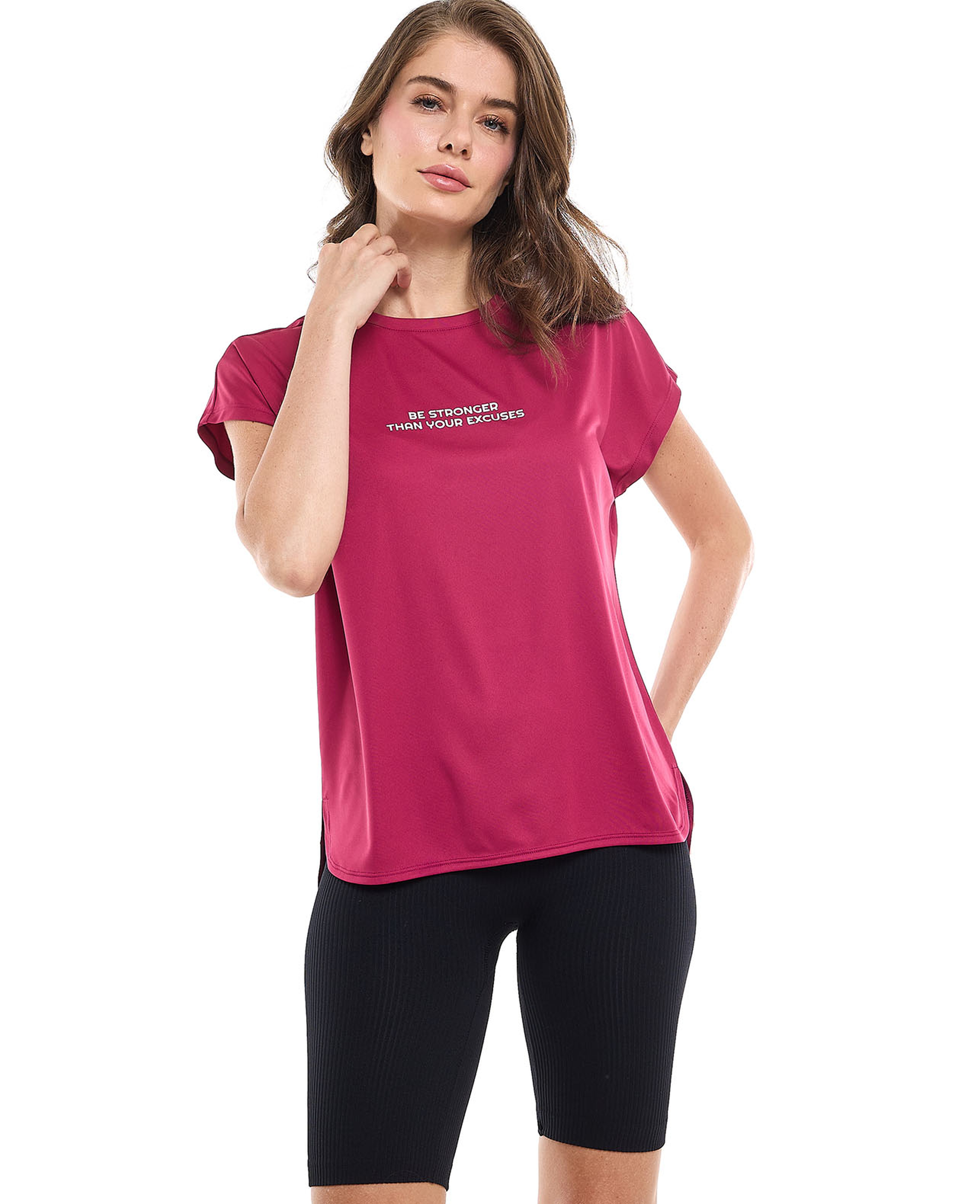 Printed Active T-Shirt with Crew Neck and Short Sleeves