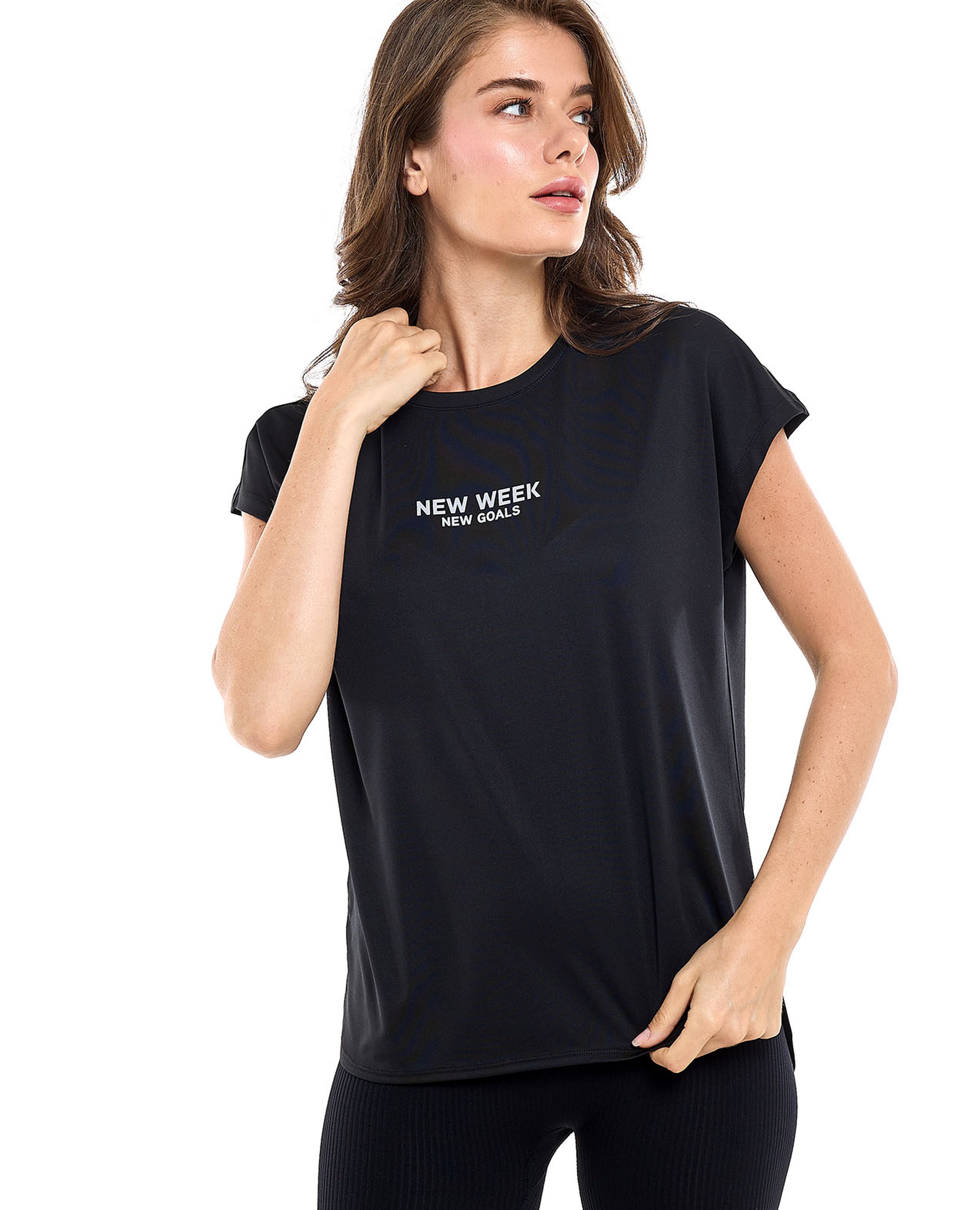 Printed Active T-Shirt with Crew Neck and Short Sleeves