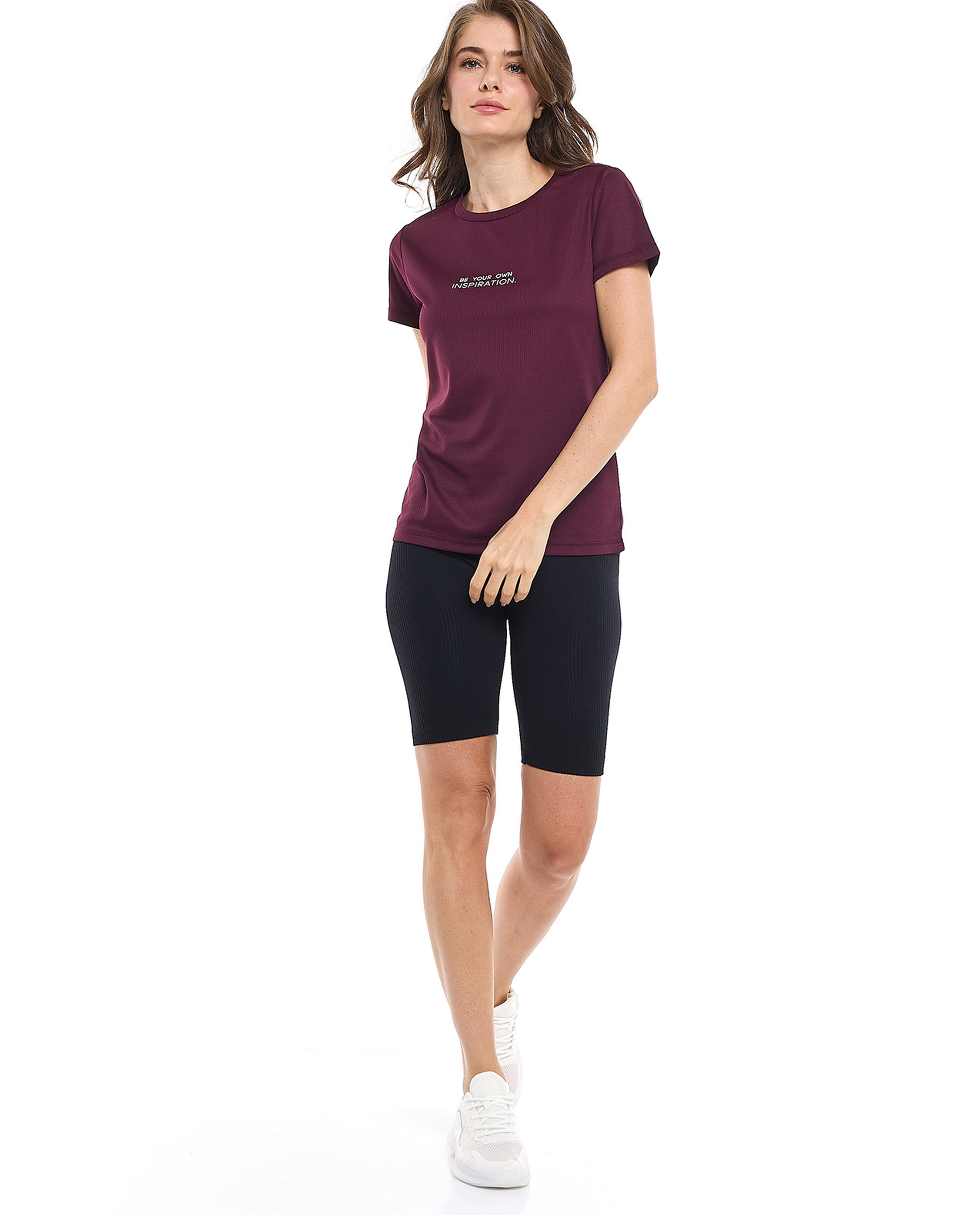Printed Active T-Shirt with Crew Neck and Short Sleeves