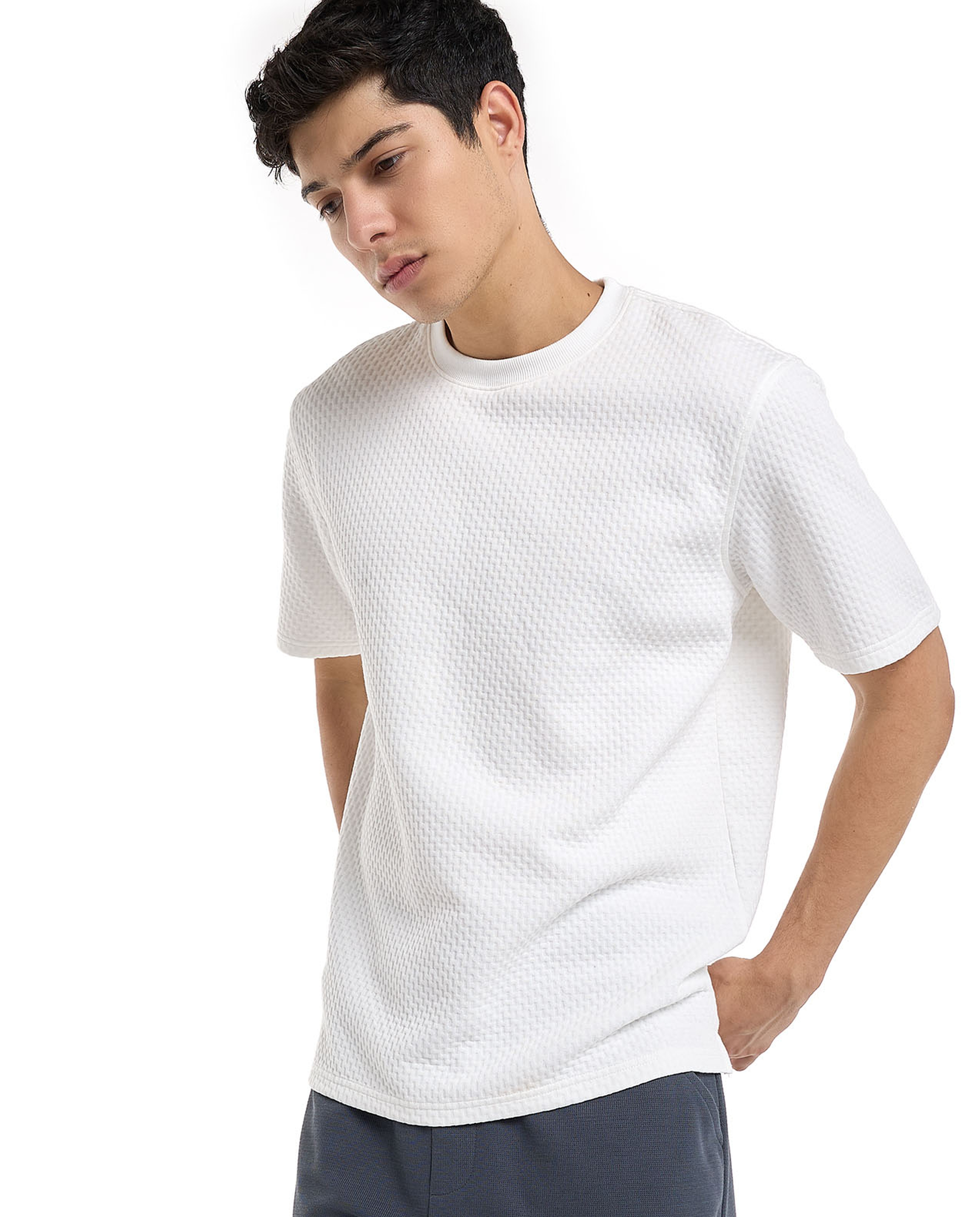 Solid T-Shirt with Crew Neck and Short Sleeves