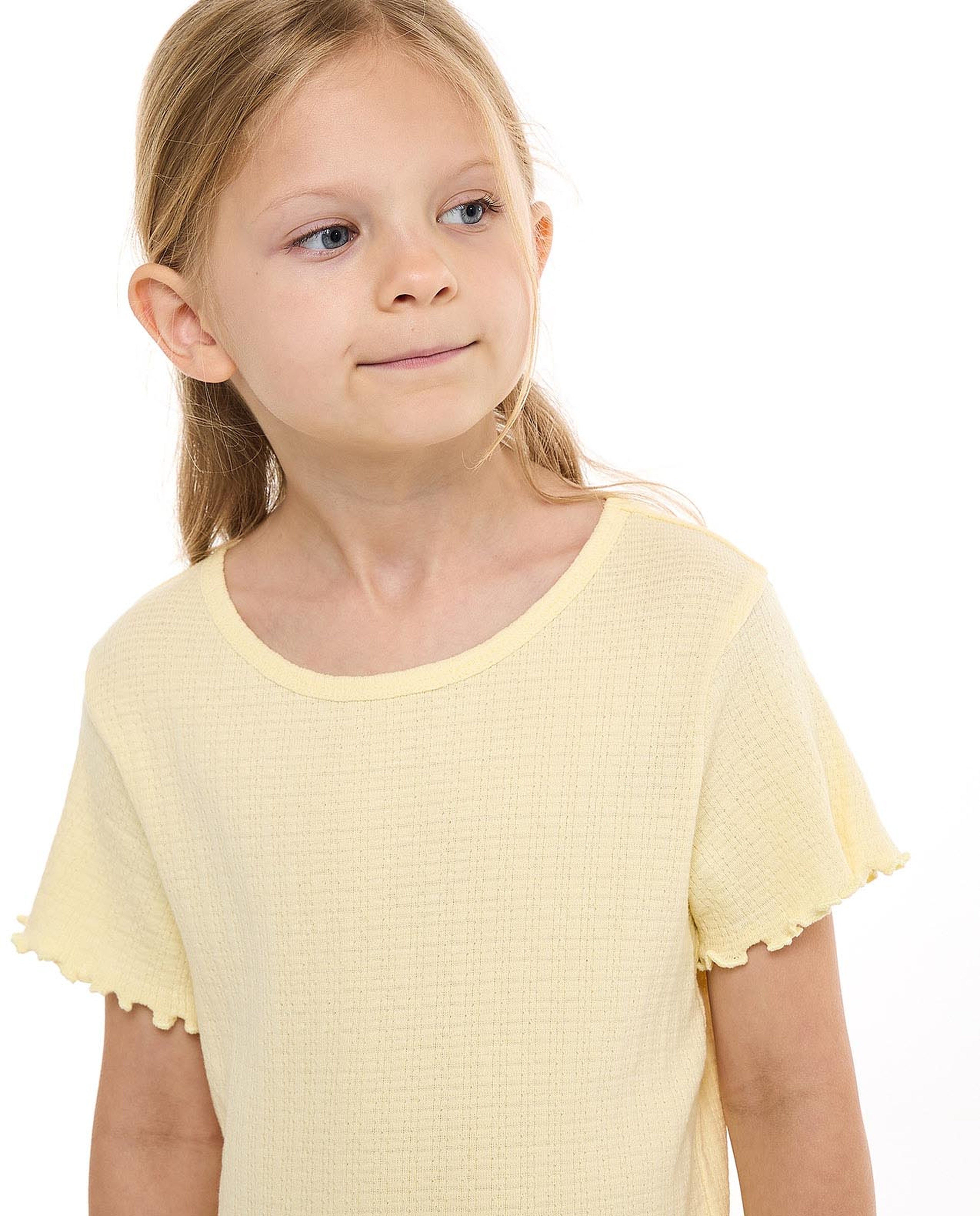 Textured Top with Crew Neck and Short Sleeves