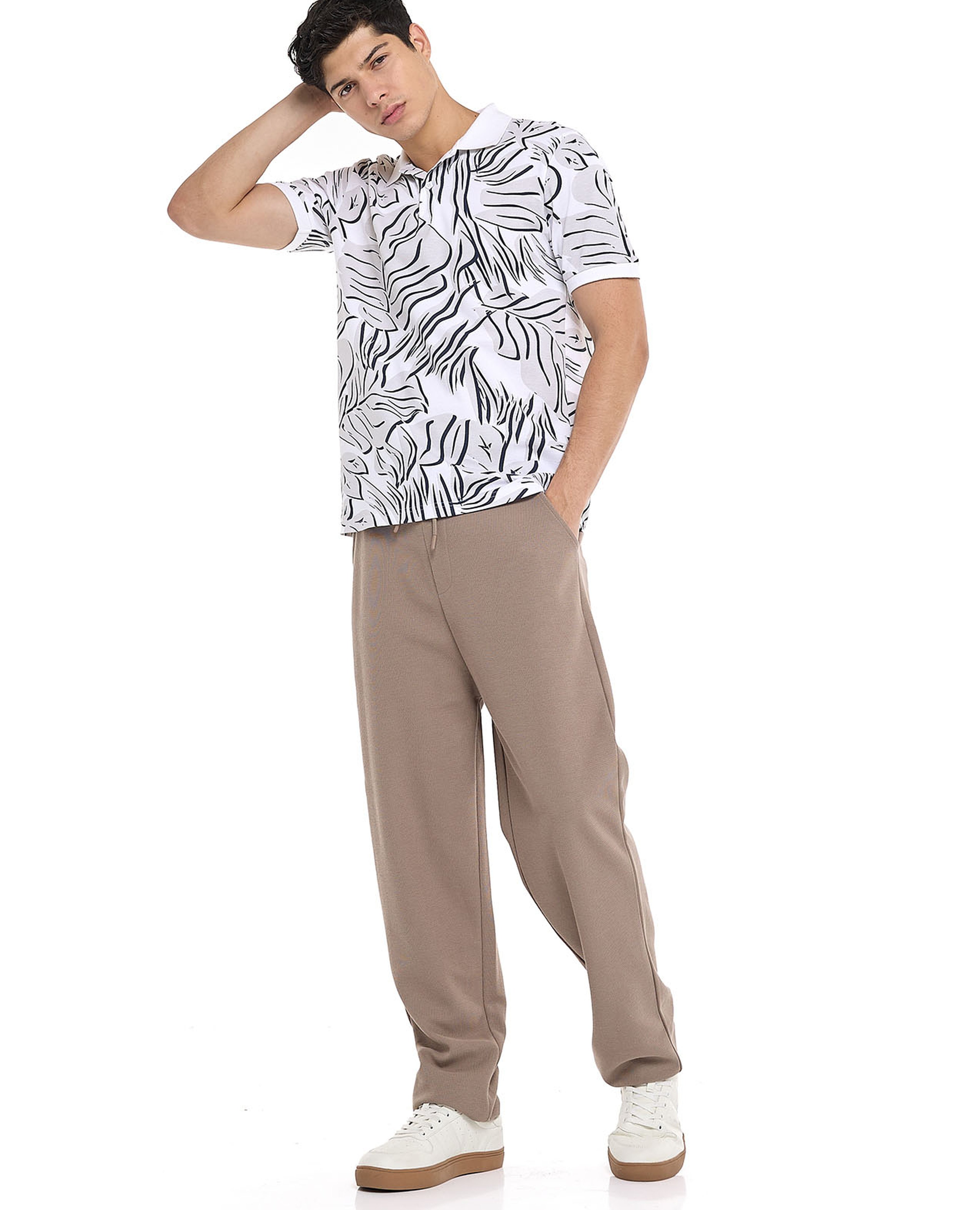 Printed Polo T-Shirt with Short Sleeves