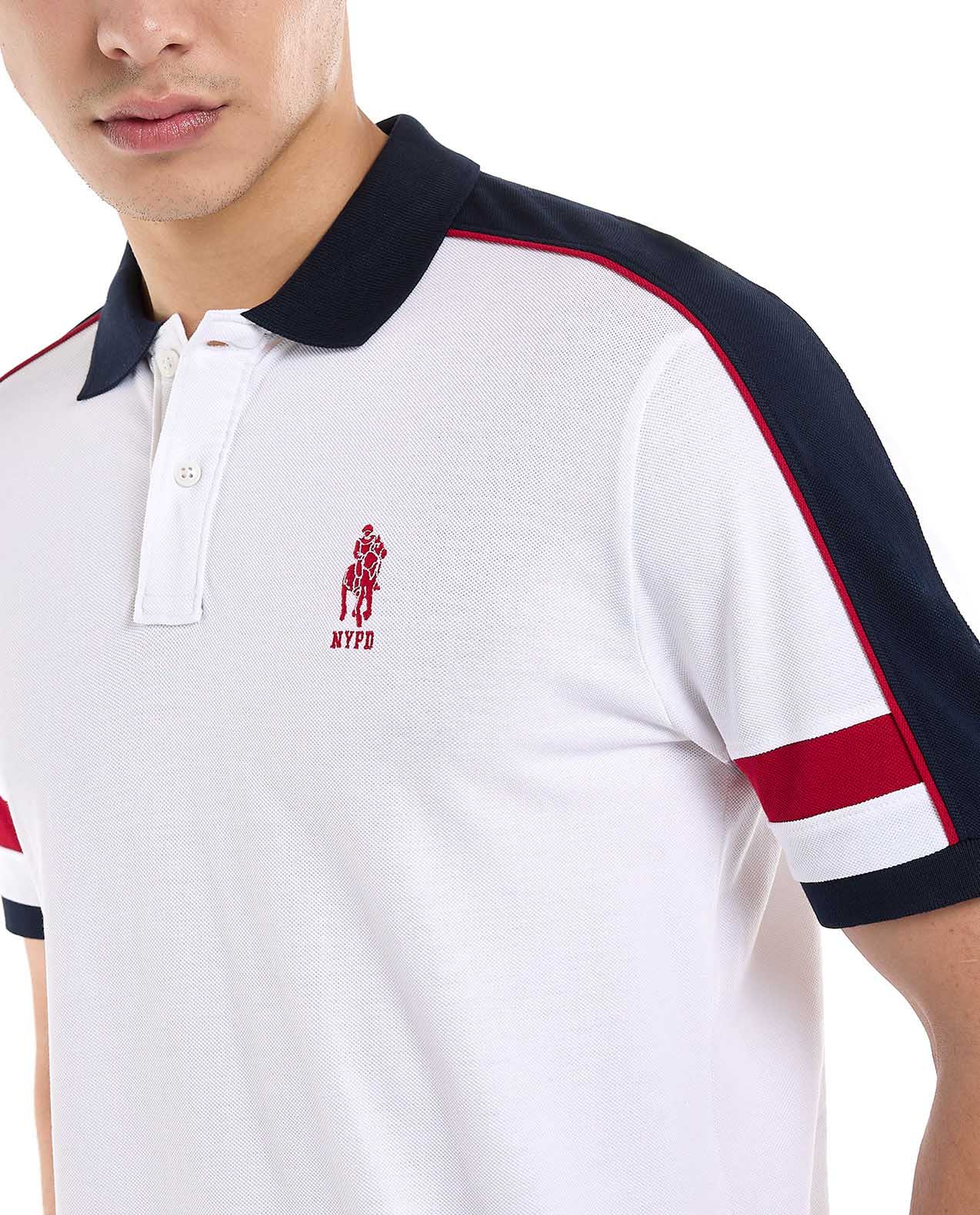 Colorblock Polo T-Shirt with Short Sleeves