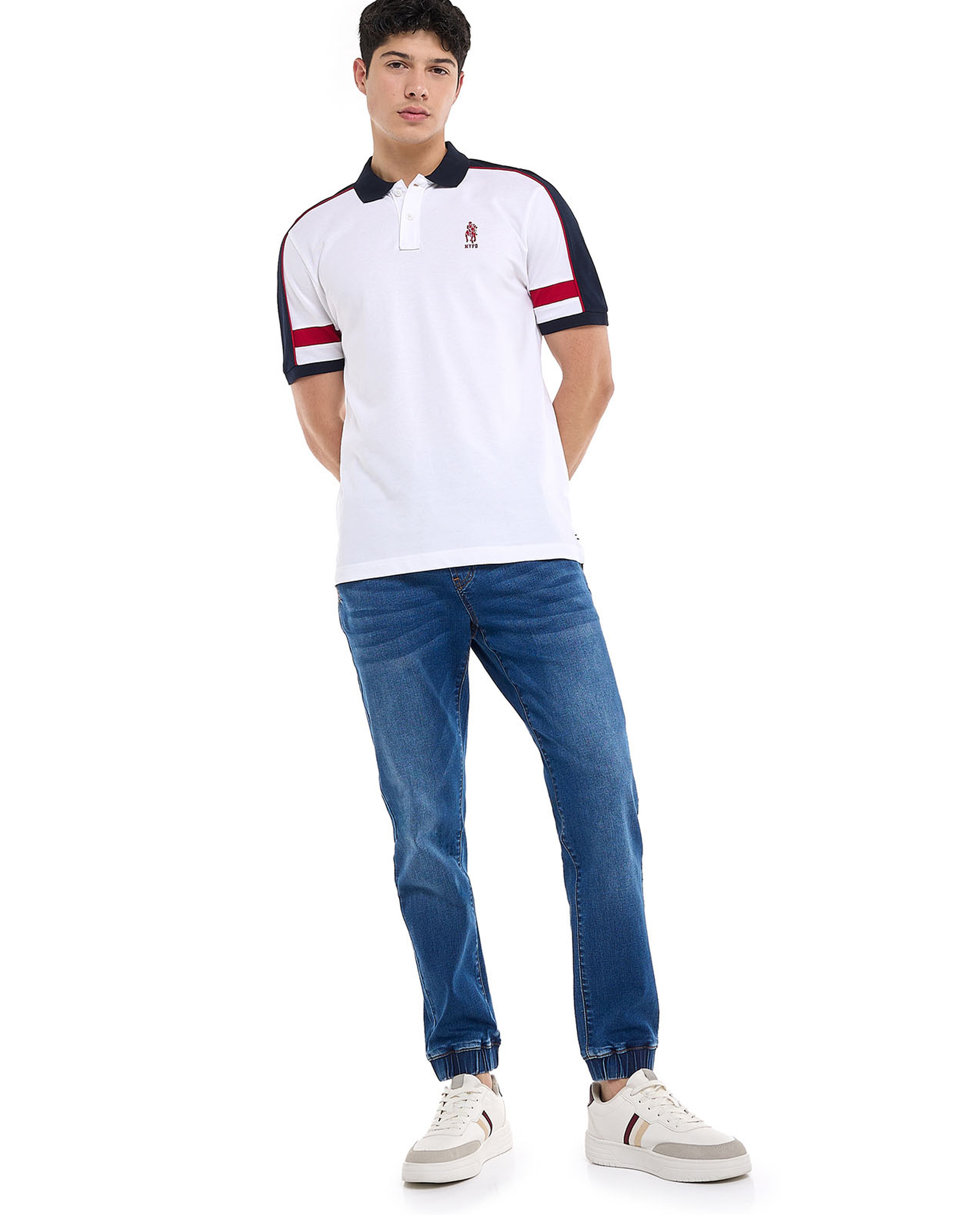 Colorblock Polo T-Shirt with Short Sleeves