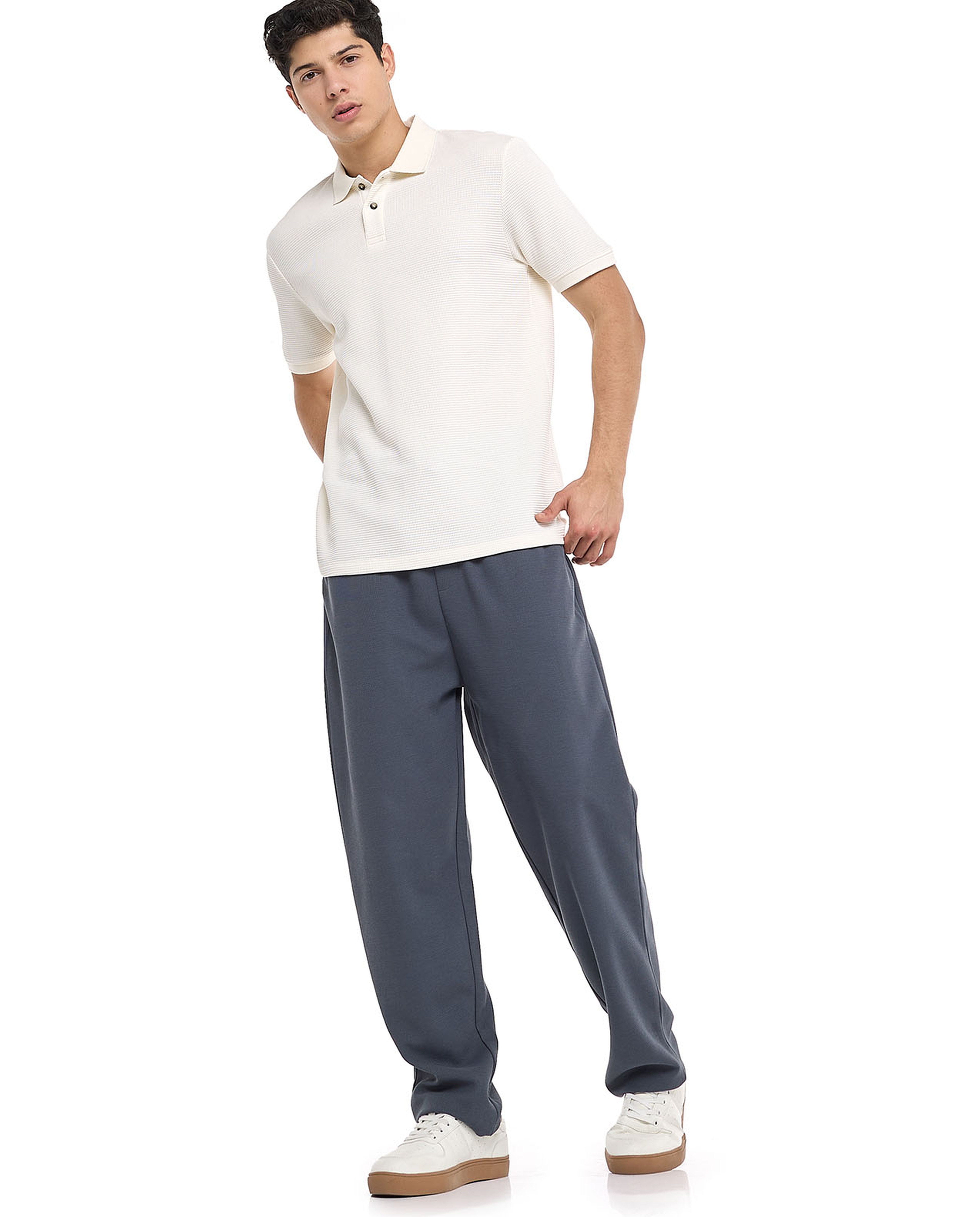 Textured Polo T-Shirt with Short Sleeves