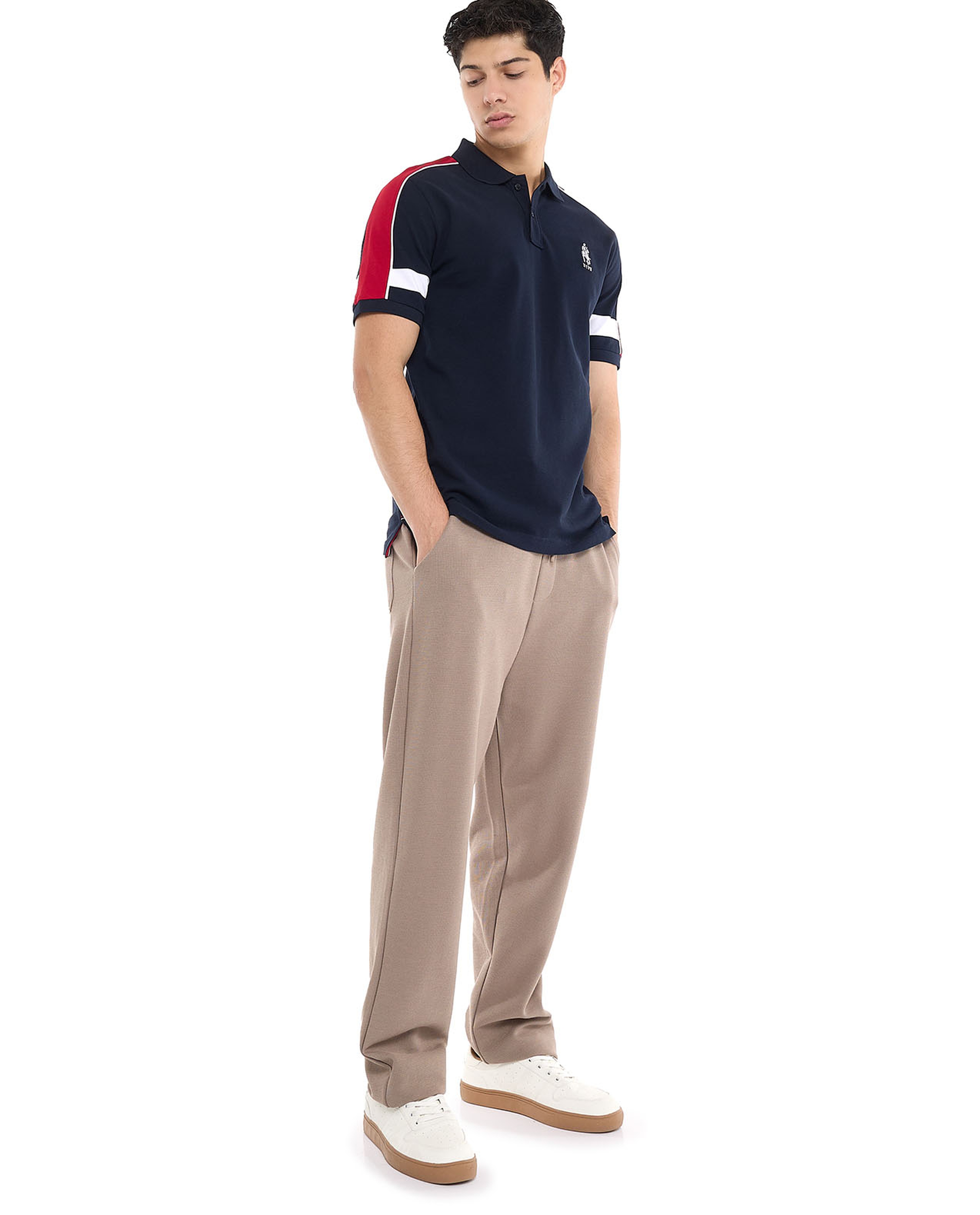 Colorblock Polo T-Shirt with Short Sleeves