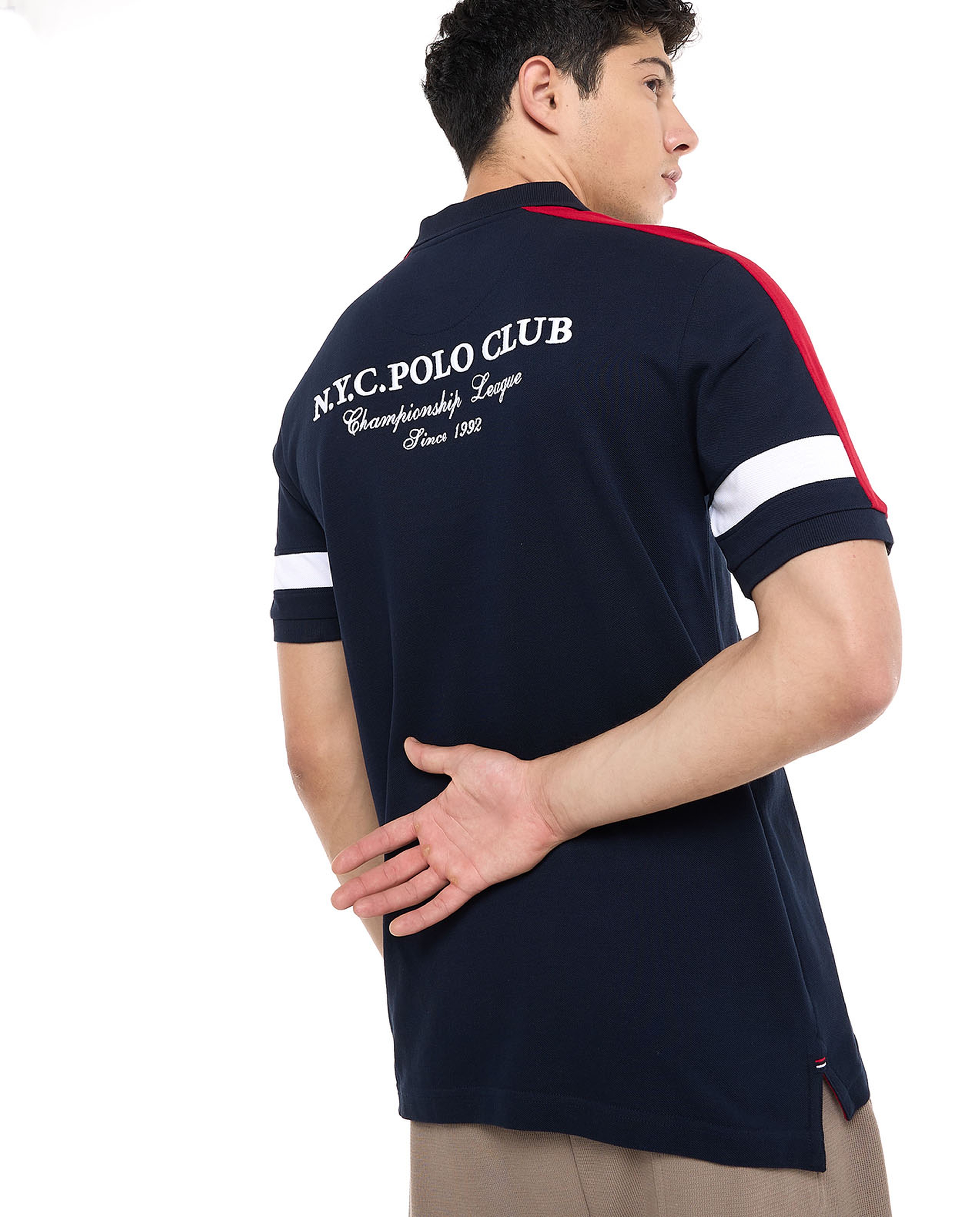 Colorblock Polo T-Shirt with Short Sleeves