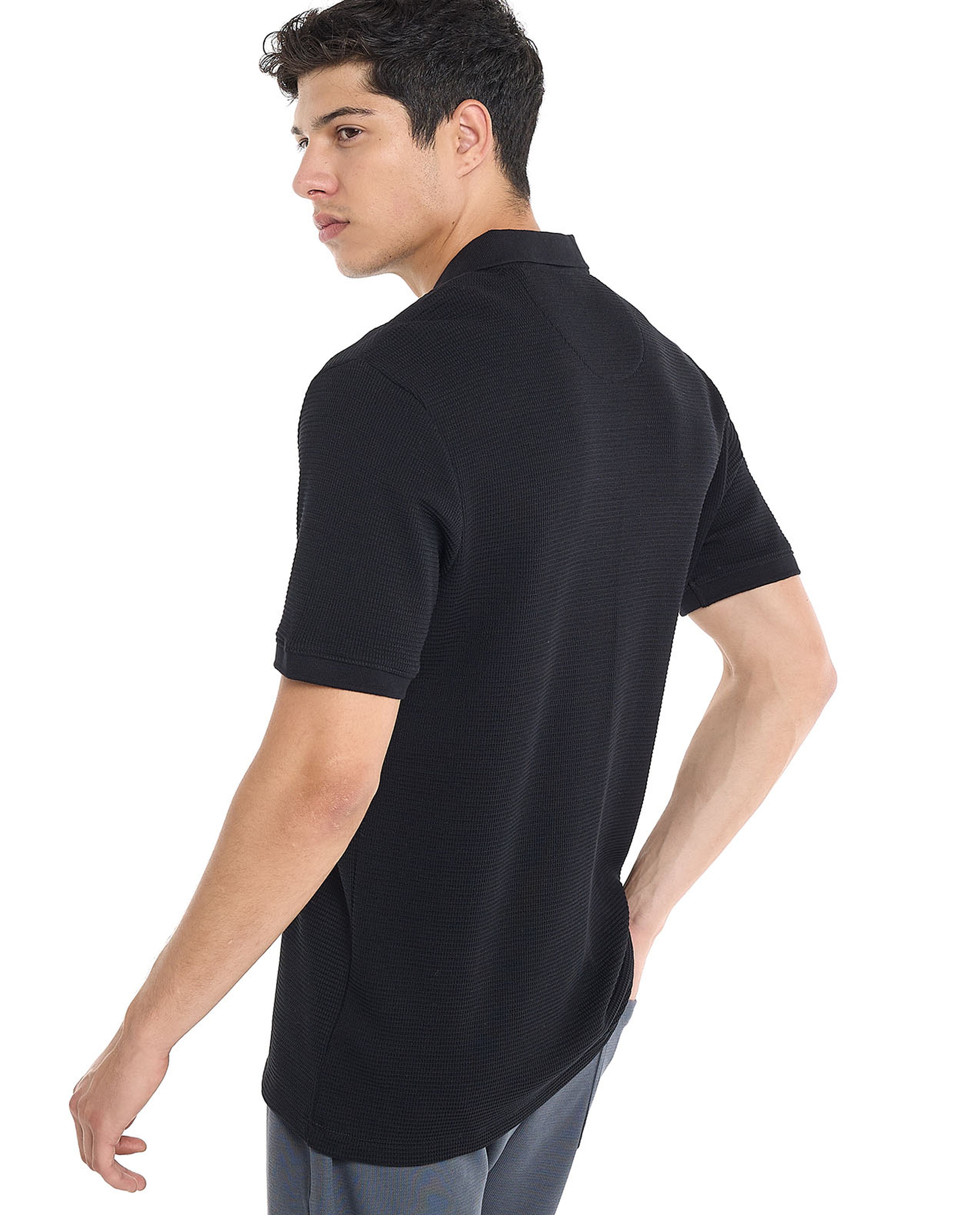 Textured Polo T-Shirt with Short Sleeves