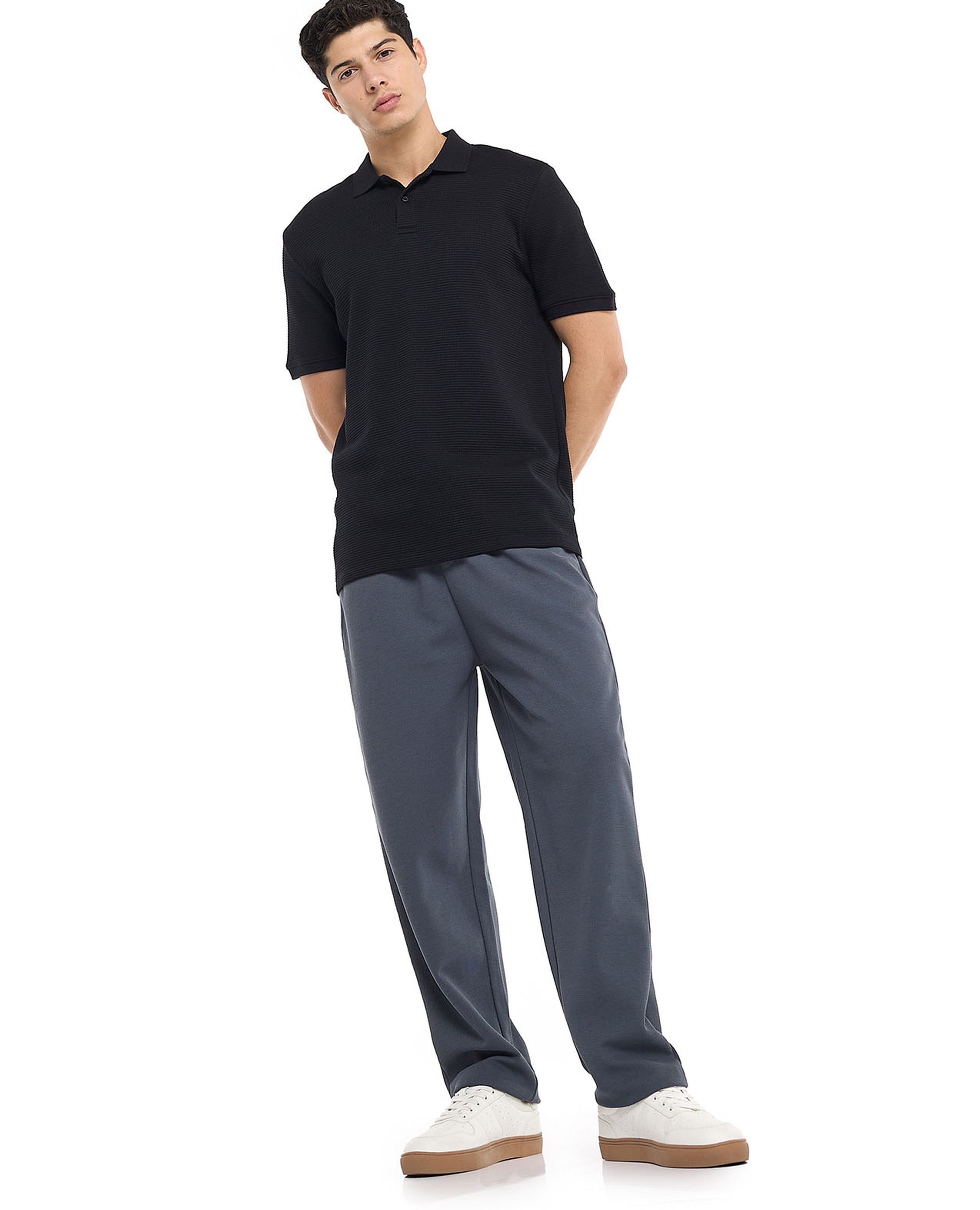 Textured Polo T-Shirt with Short Sleeves