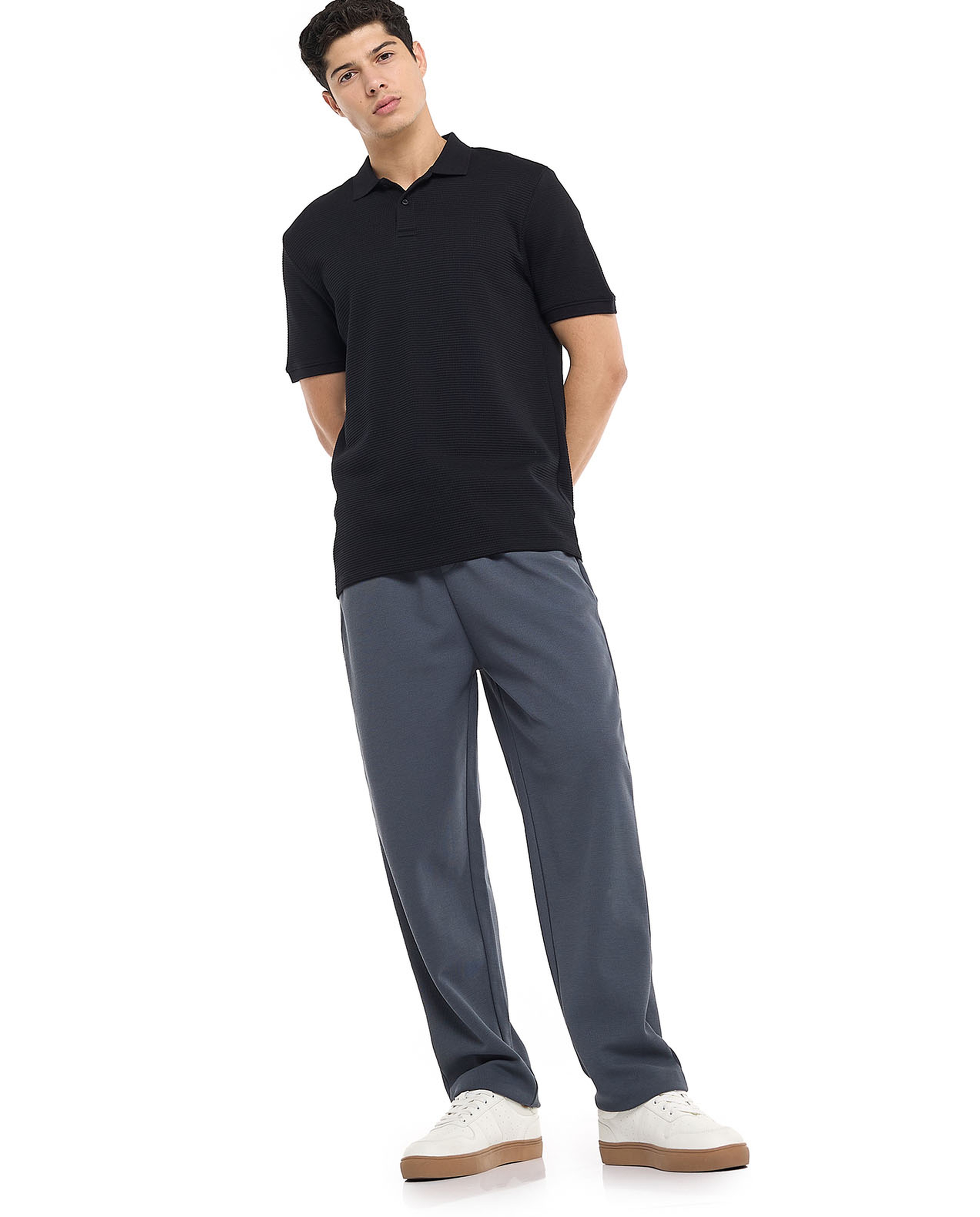 Textured Polo T-Shirt with Short Sleeves