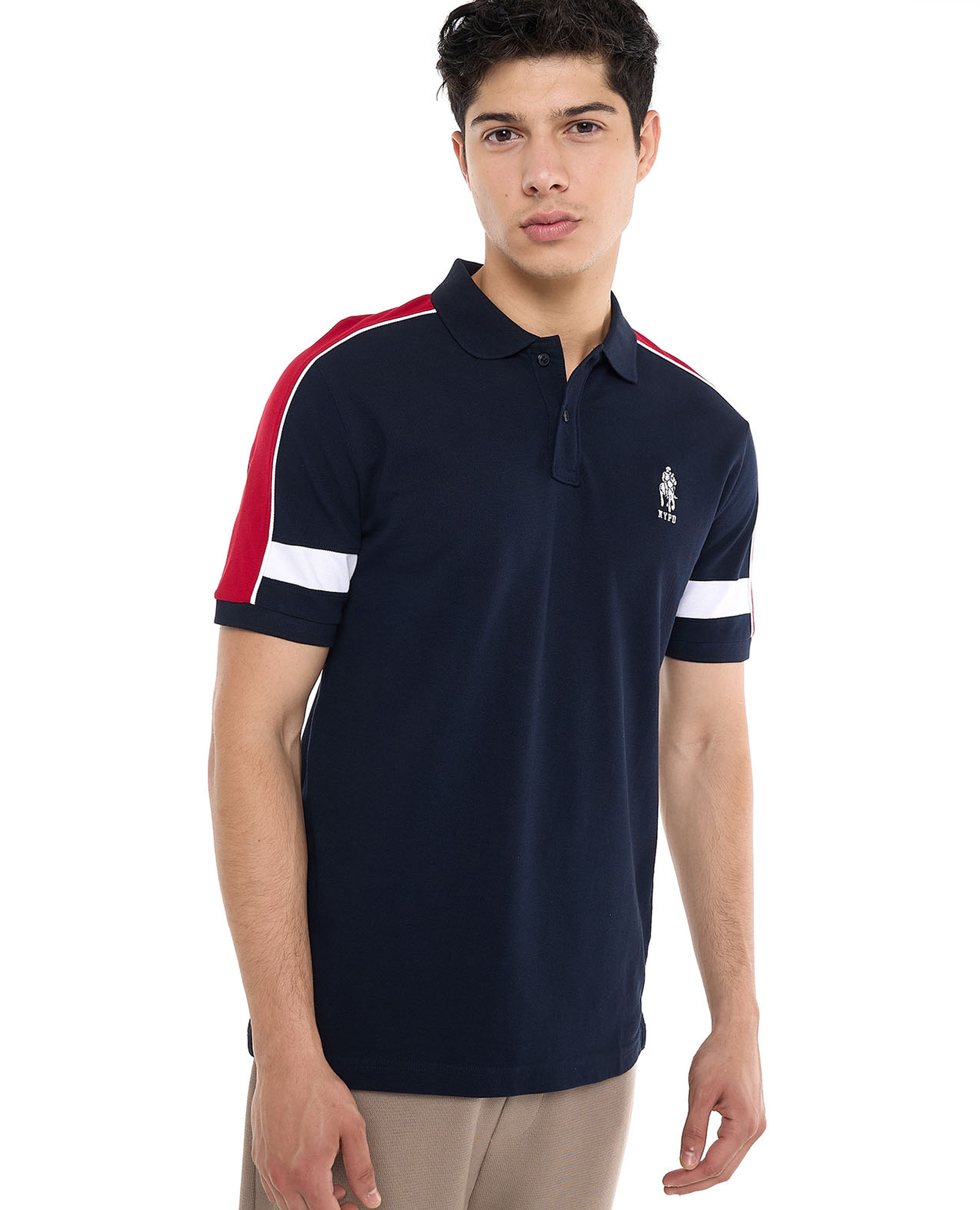 Colorblock Polo T-Shirt with Short Sleeves
