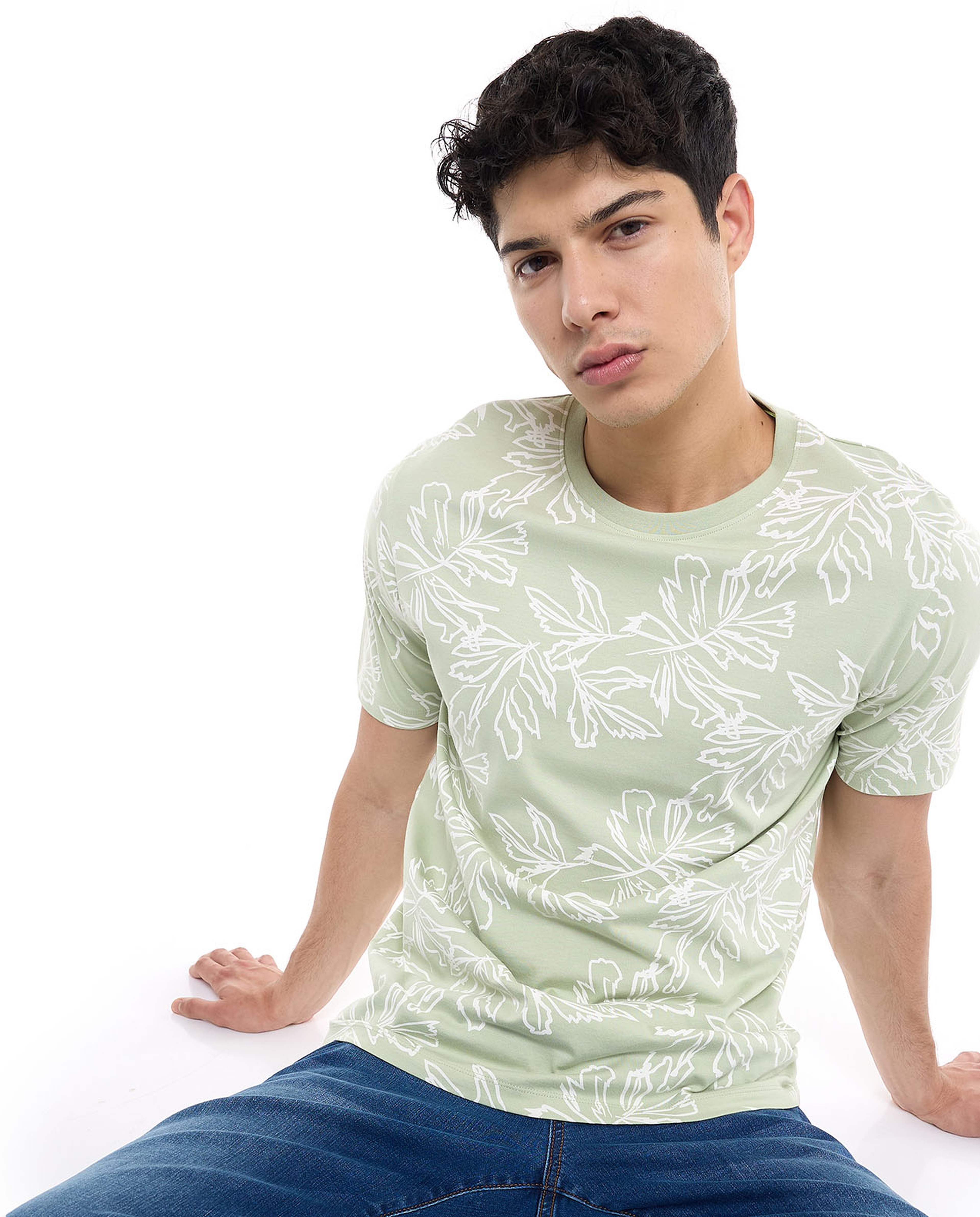 Printed T-Shirt with Crew Neck and Short Sleeves