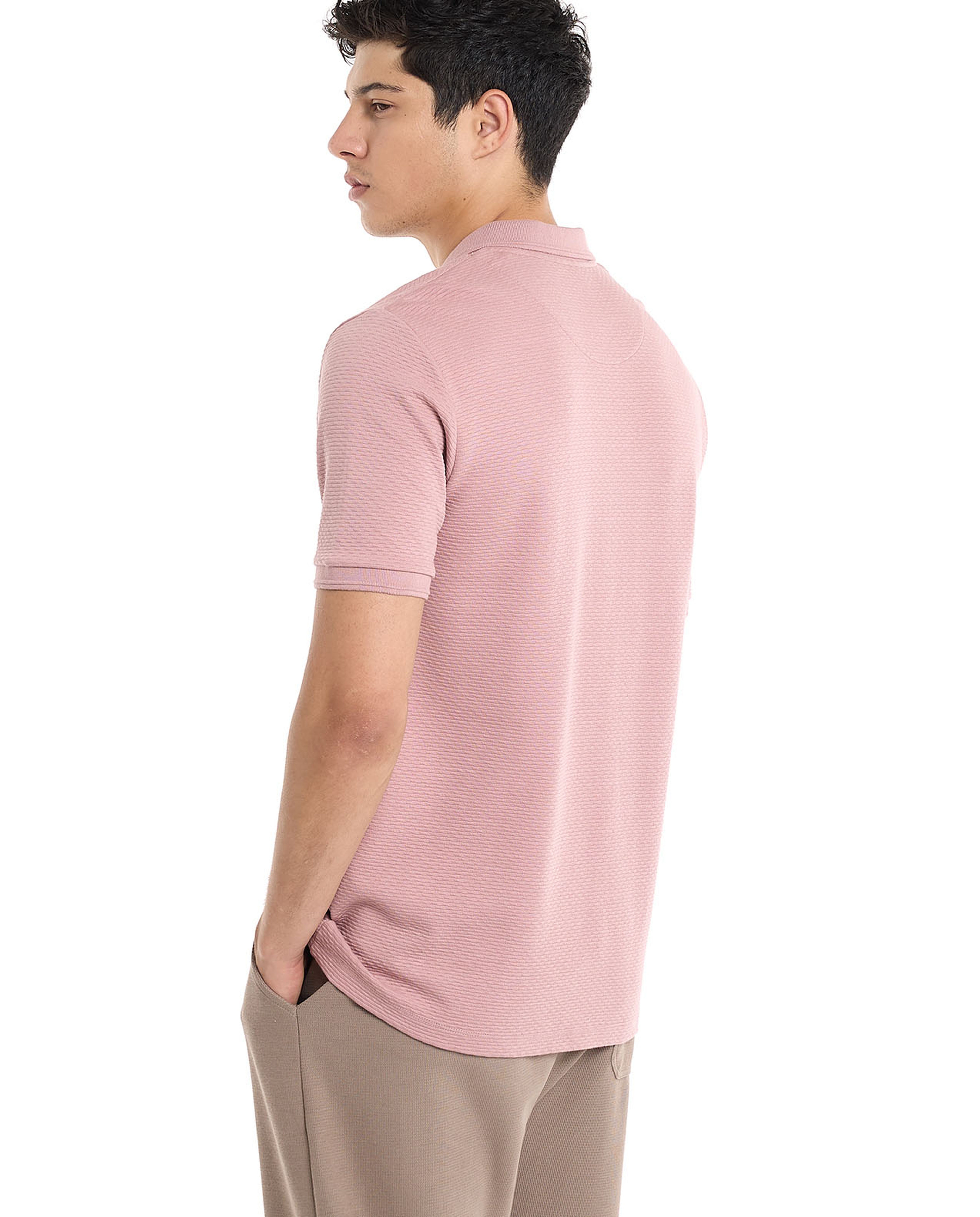 Textured Polo T-Shirt with Short Sleeves