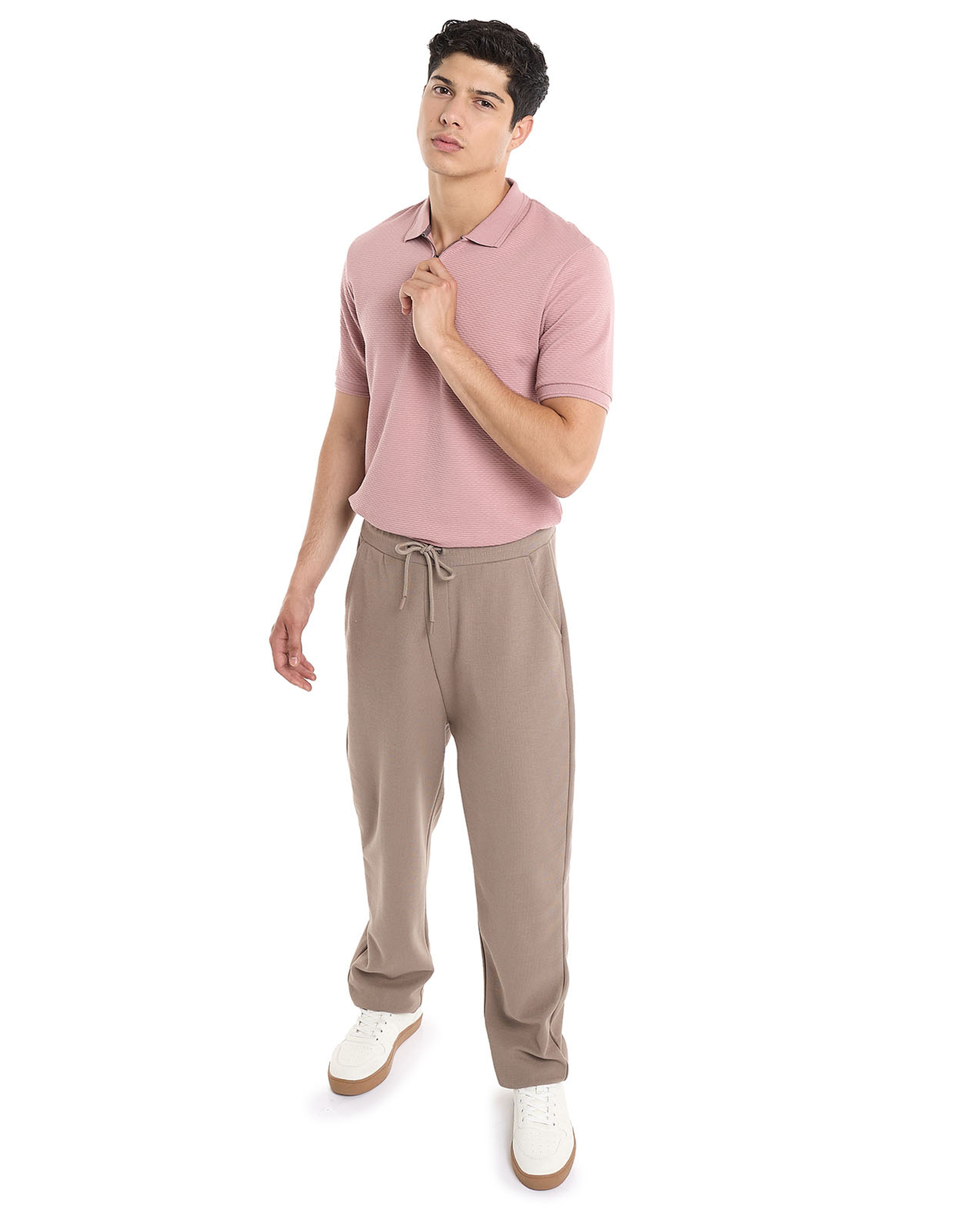 Textured Polo T-Shirt with Short Sleeves