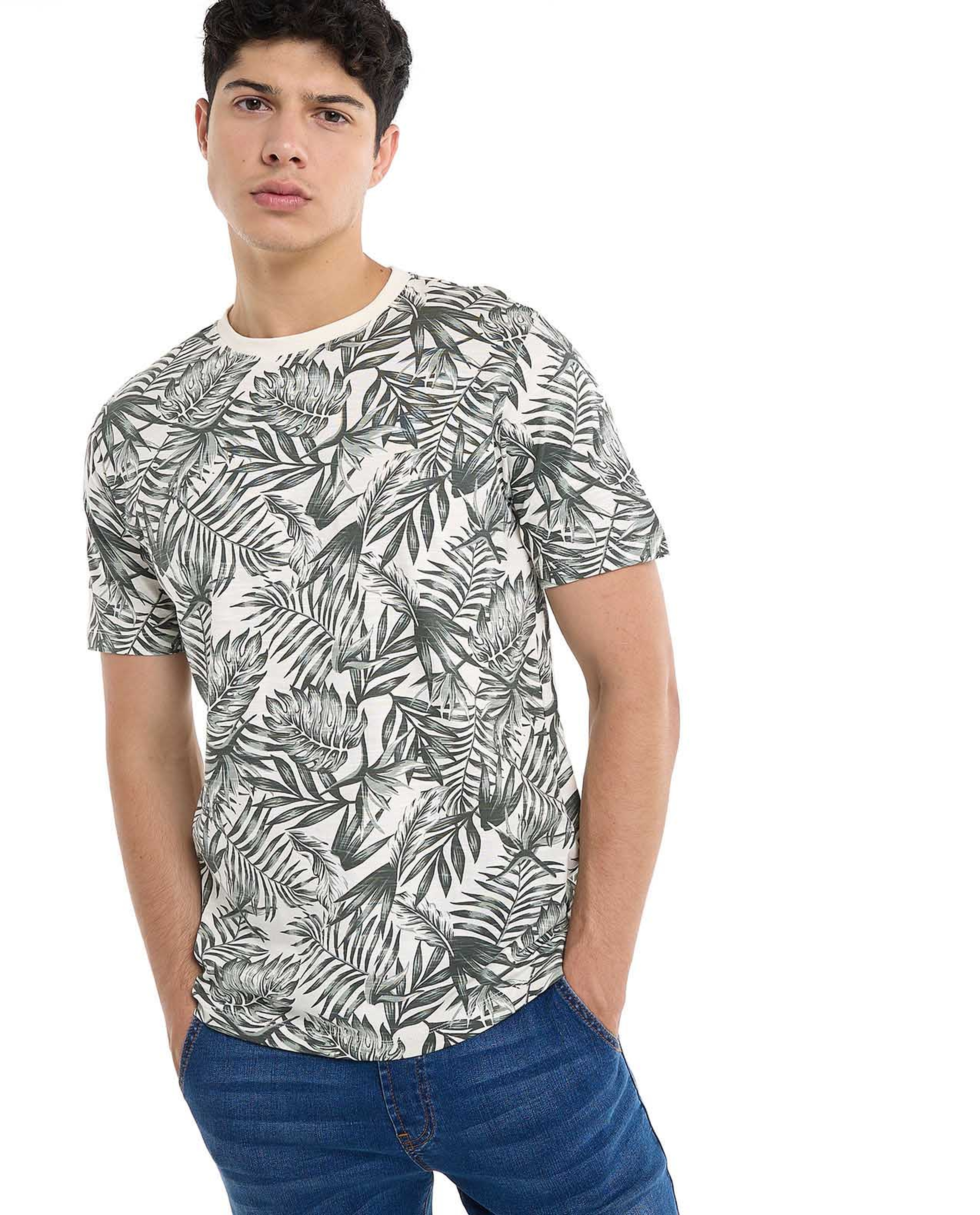 Printed T-Shirt with Crew Neck and Short Sleeves