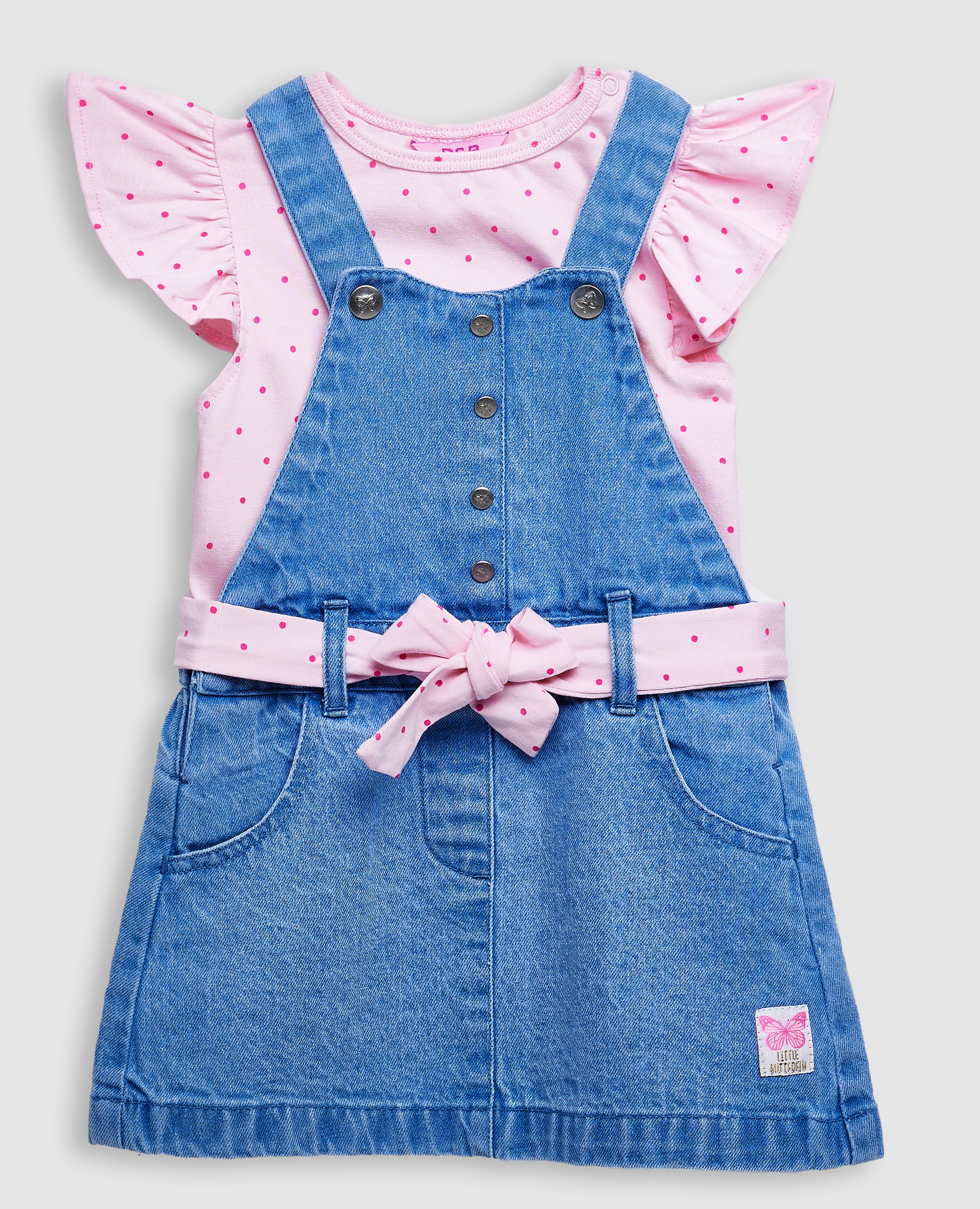 Printed Top and Denim Dress Set