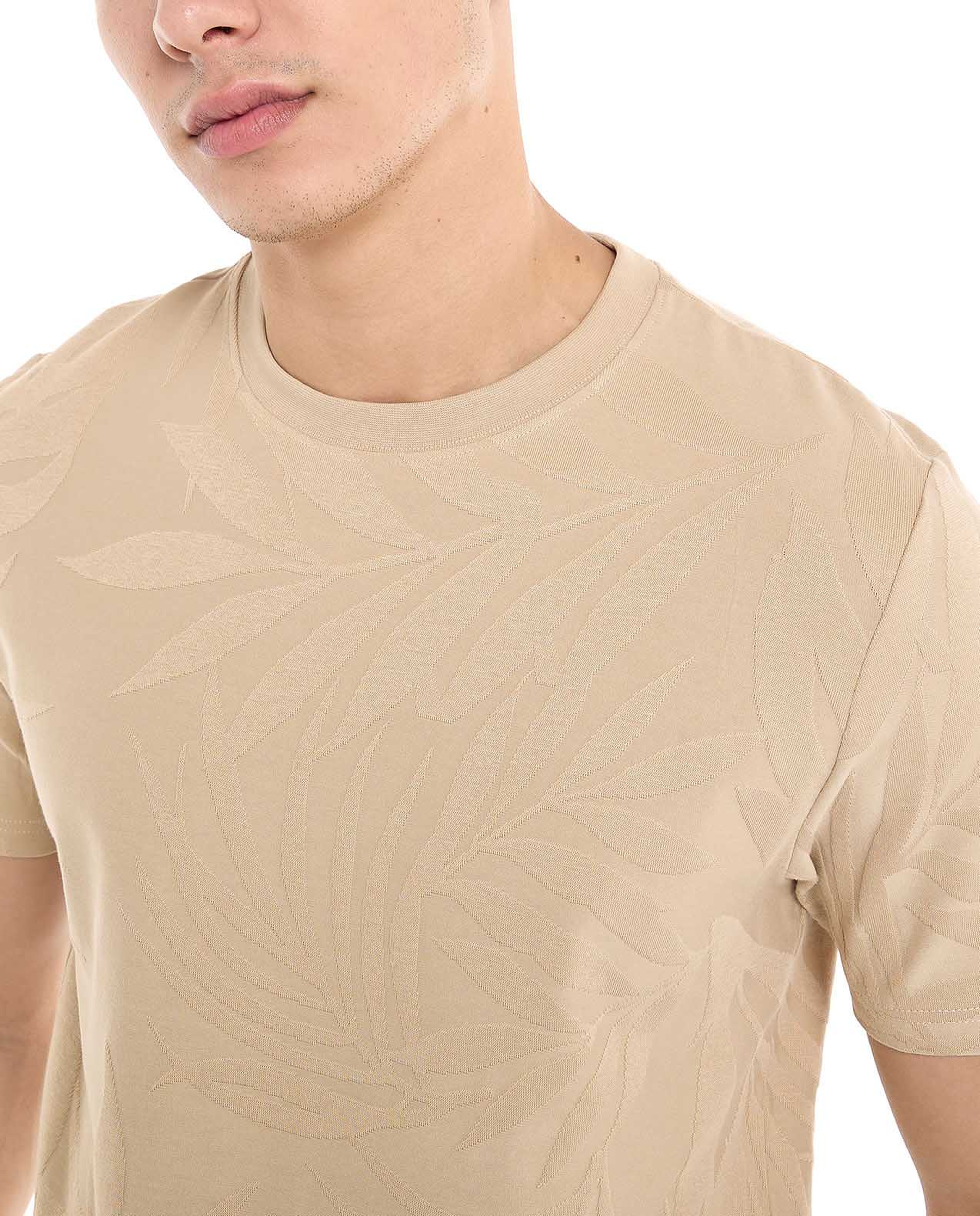 Woven T-Shirt with Crew Neck and Short Sleeves