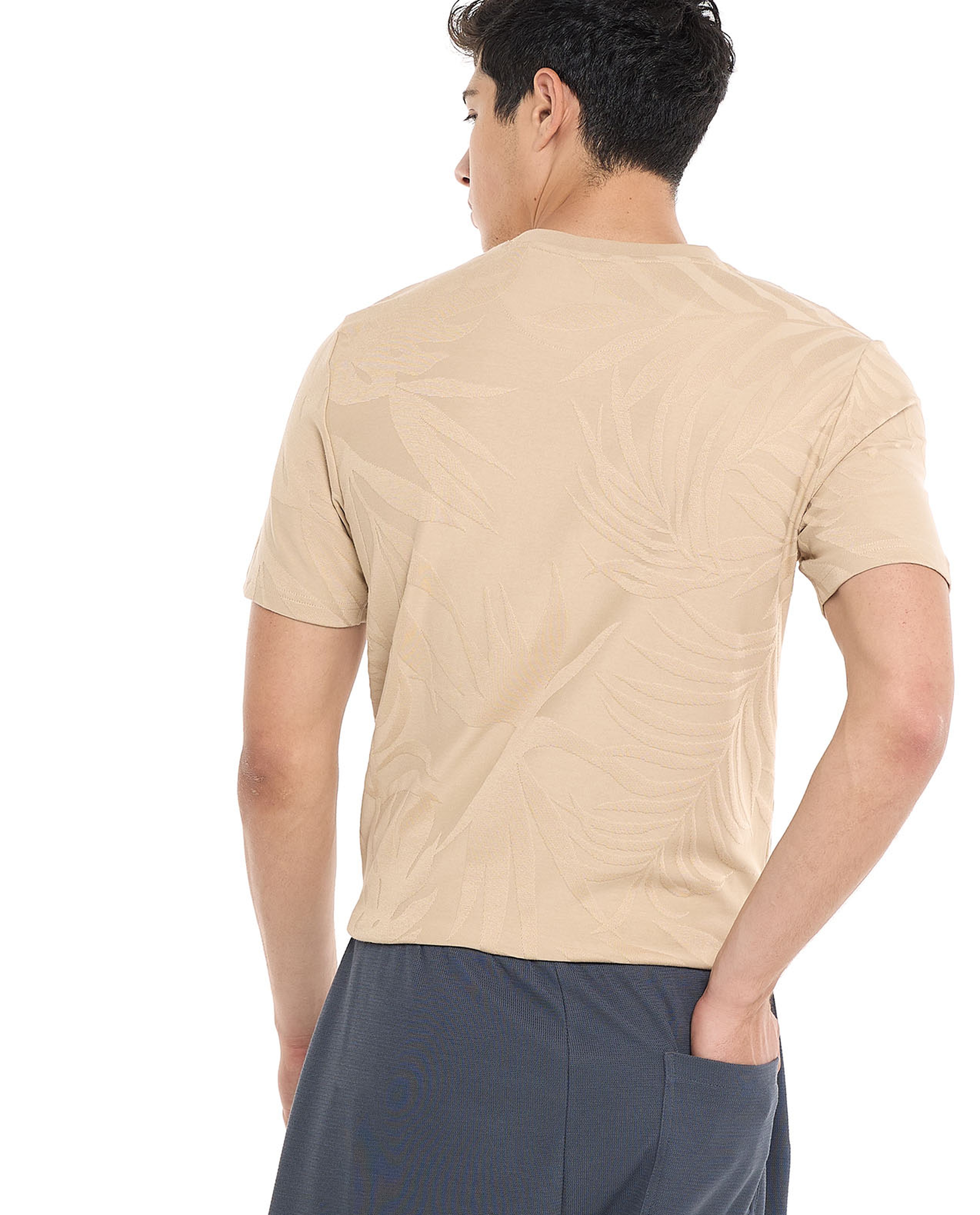 Woven T-Shirt with Crew Neck and Short Sleeves