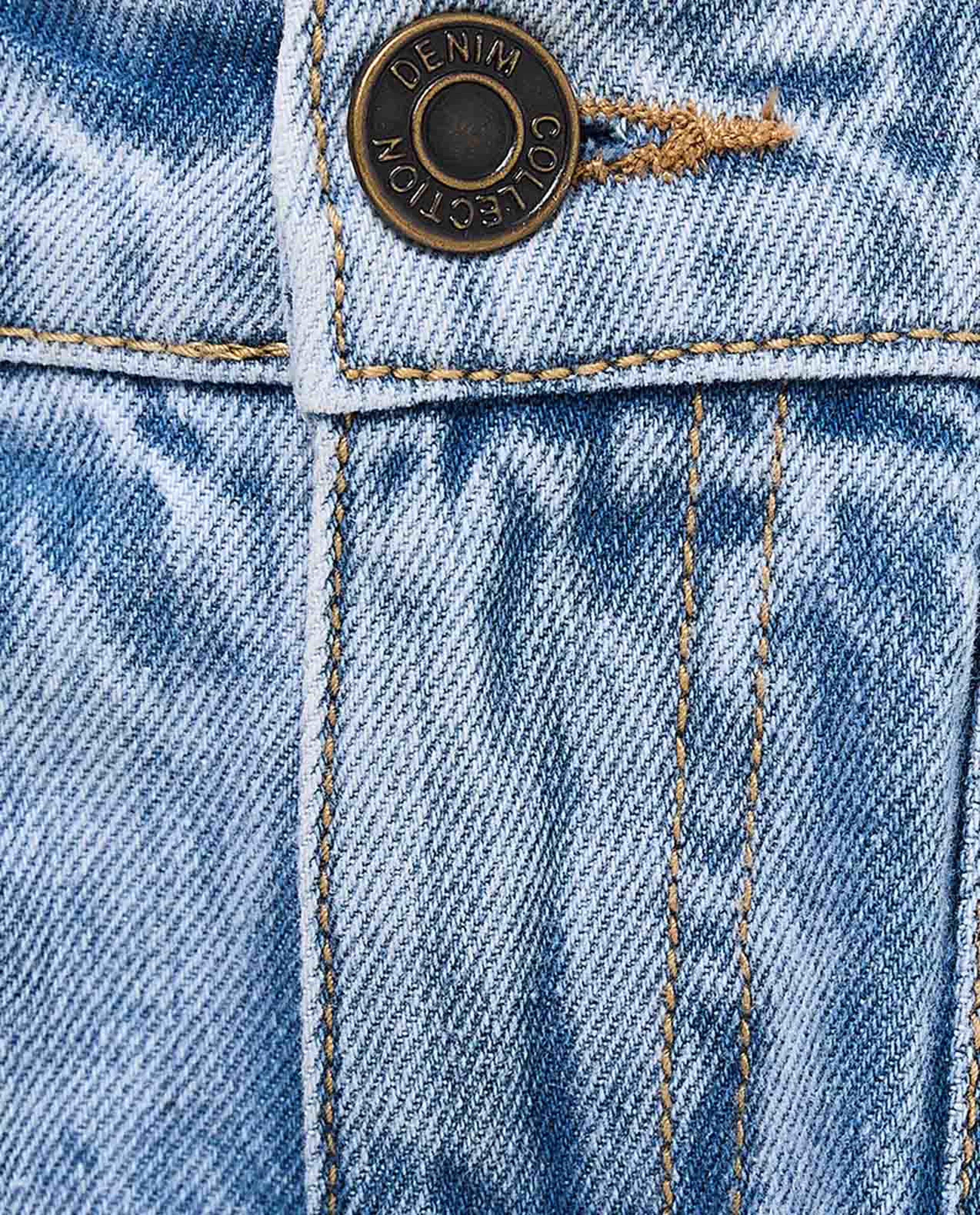 Washed Wide Leg Jeans with Button Closure