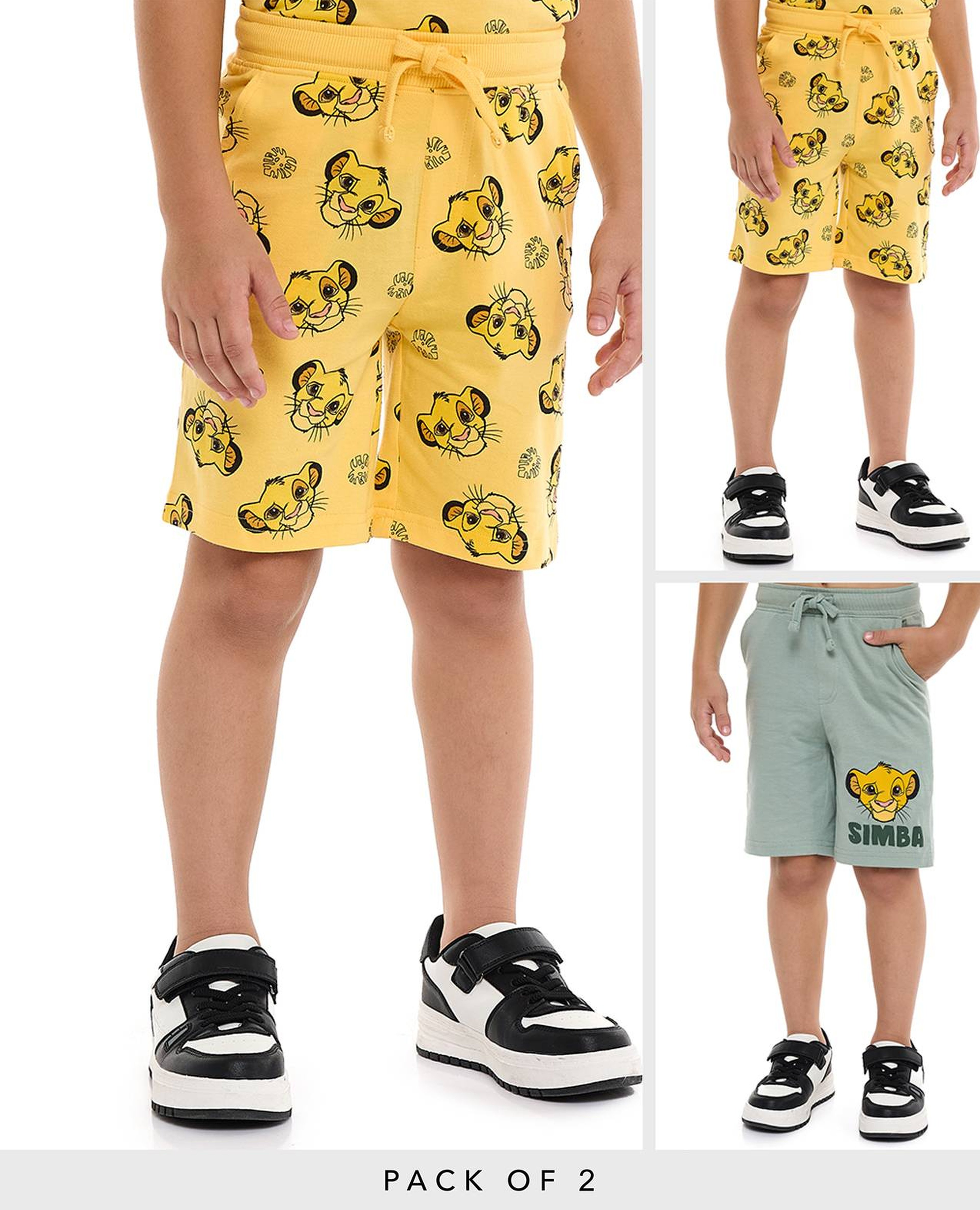 2 Pack Simba Print Shorts with Drawstring Waist