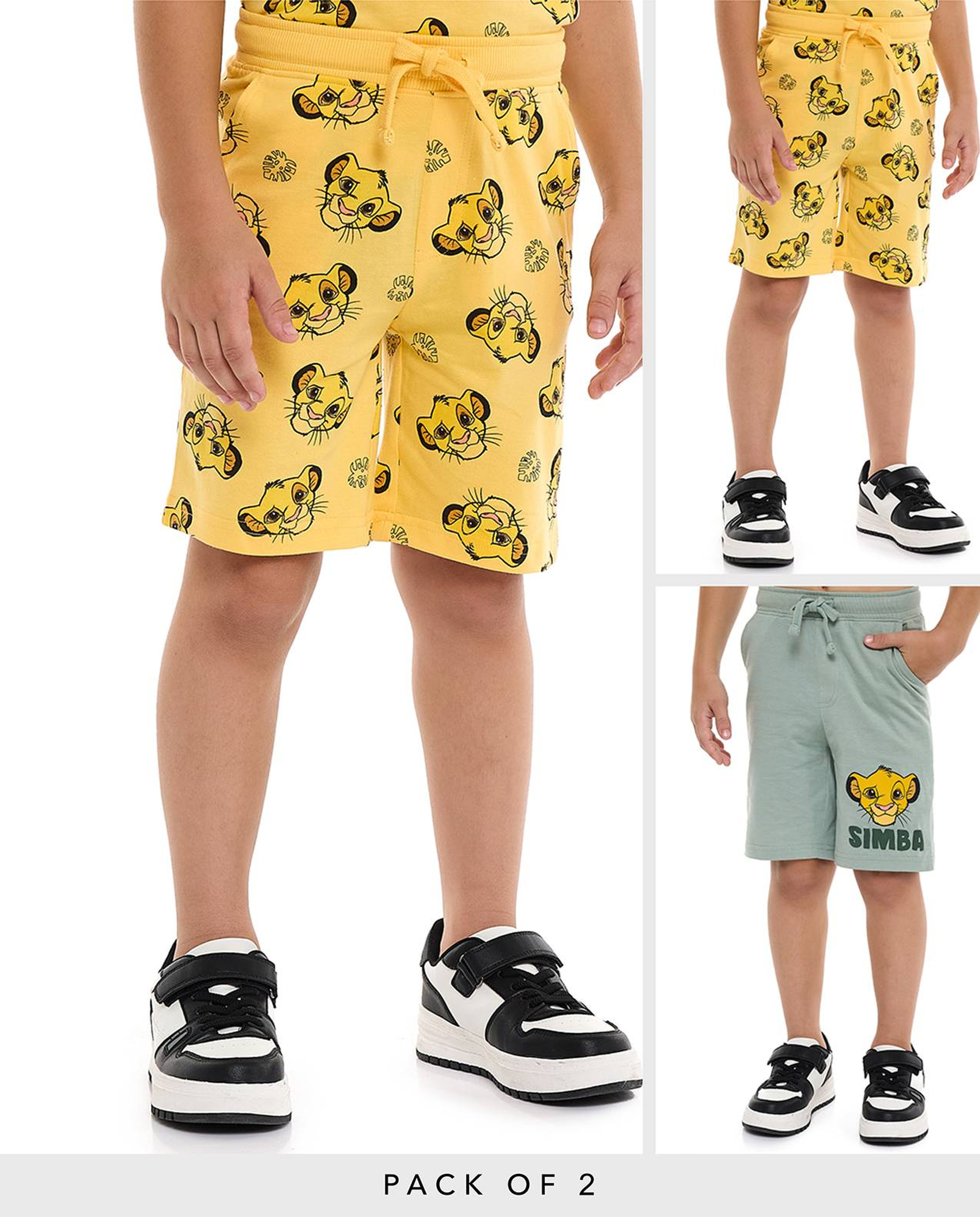 2 Pack Simba Print Shorts with Drawstring Waist