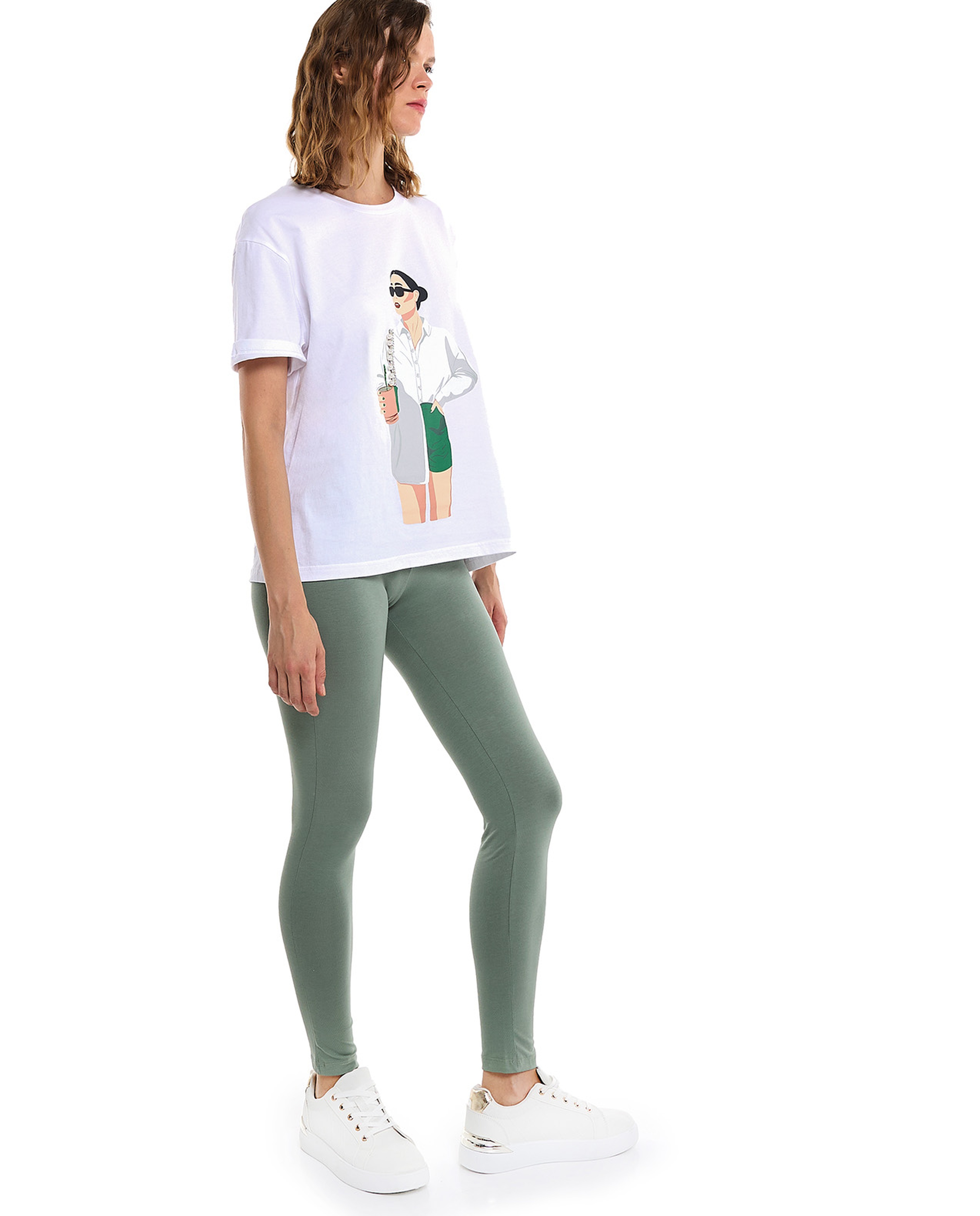 Solid Leggings with Elastic Waist