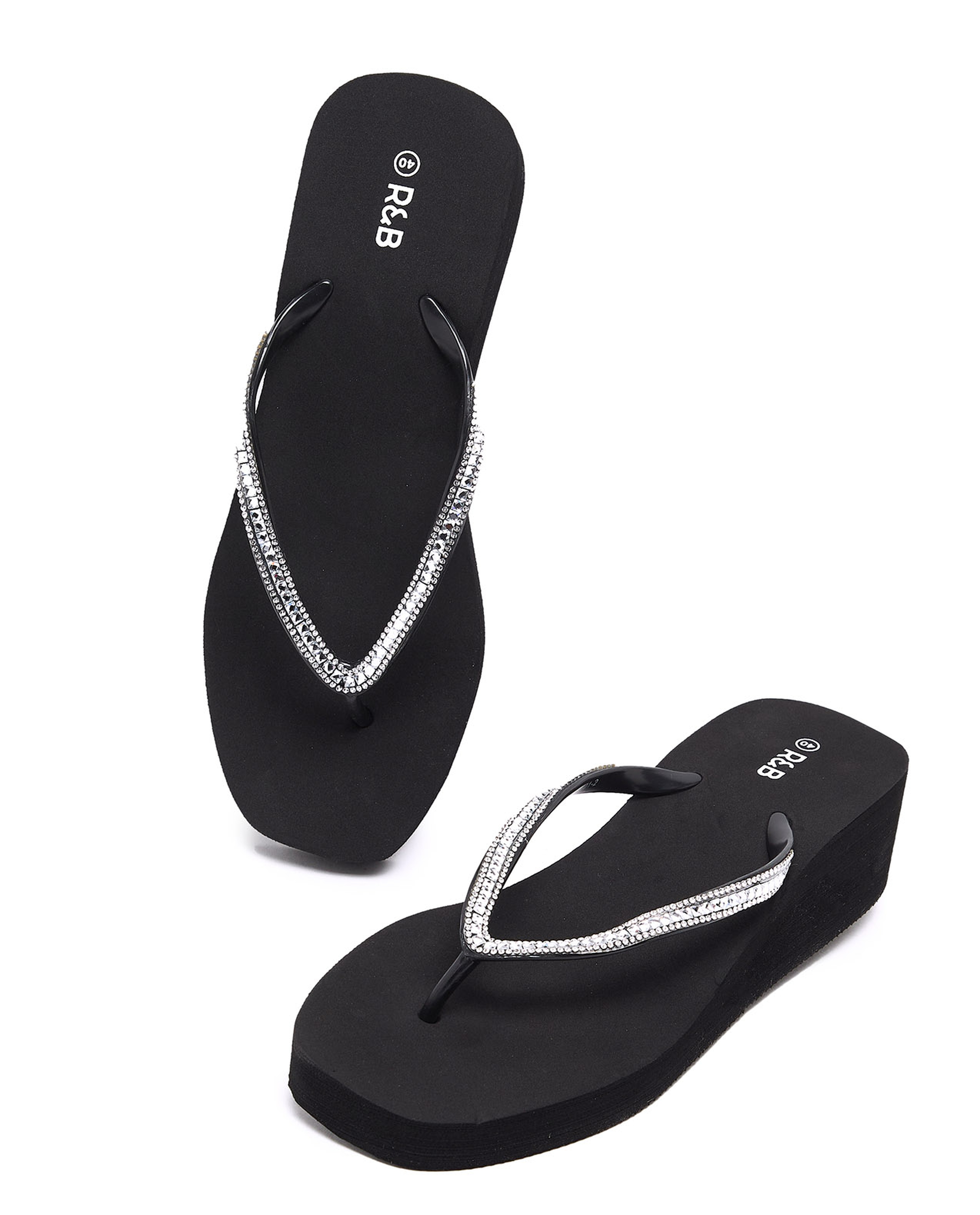 Embellished Platform Flip-Flops