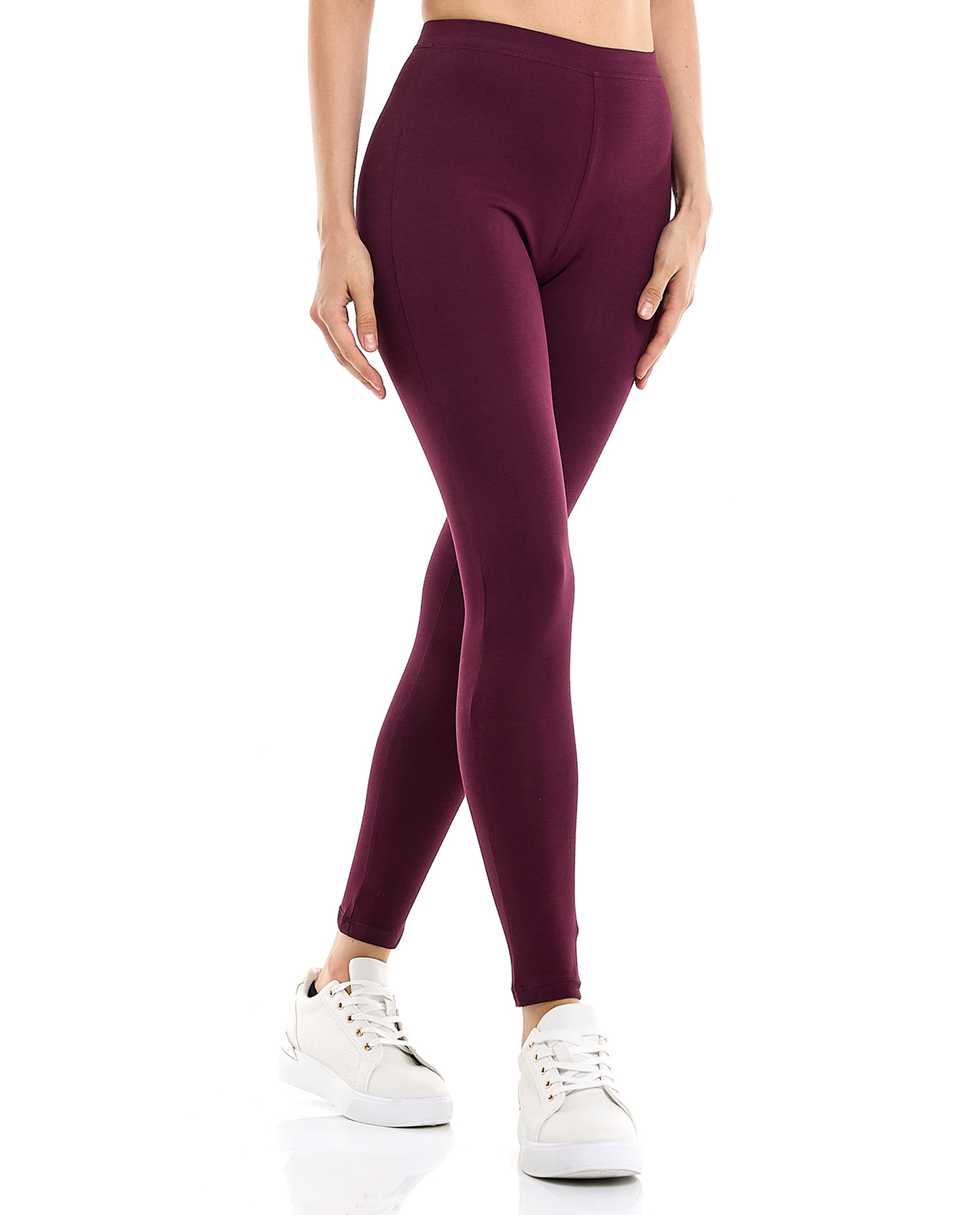 Solid Leggings with Elastic Waist