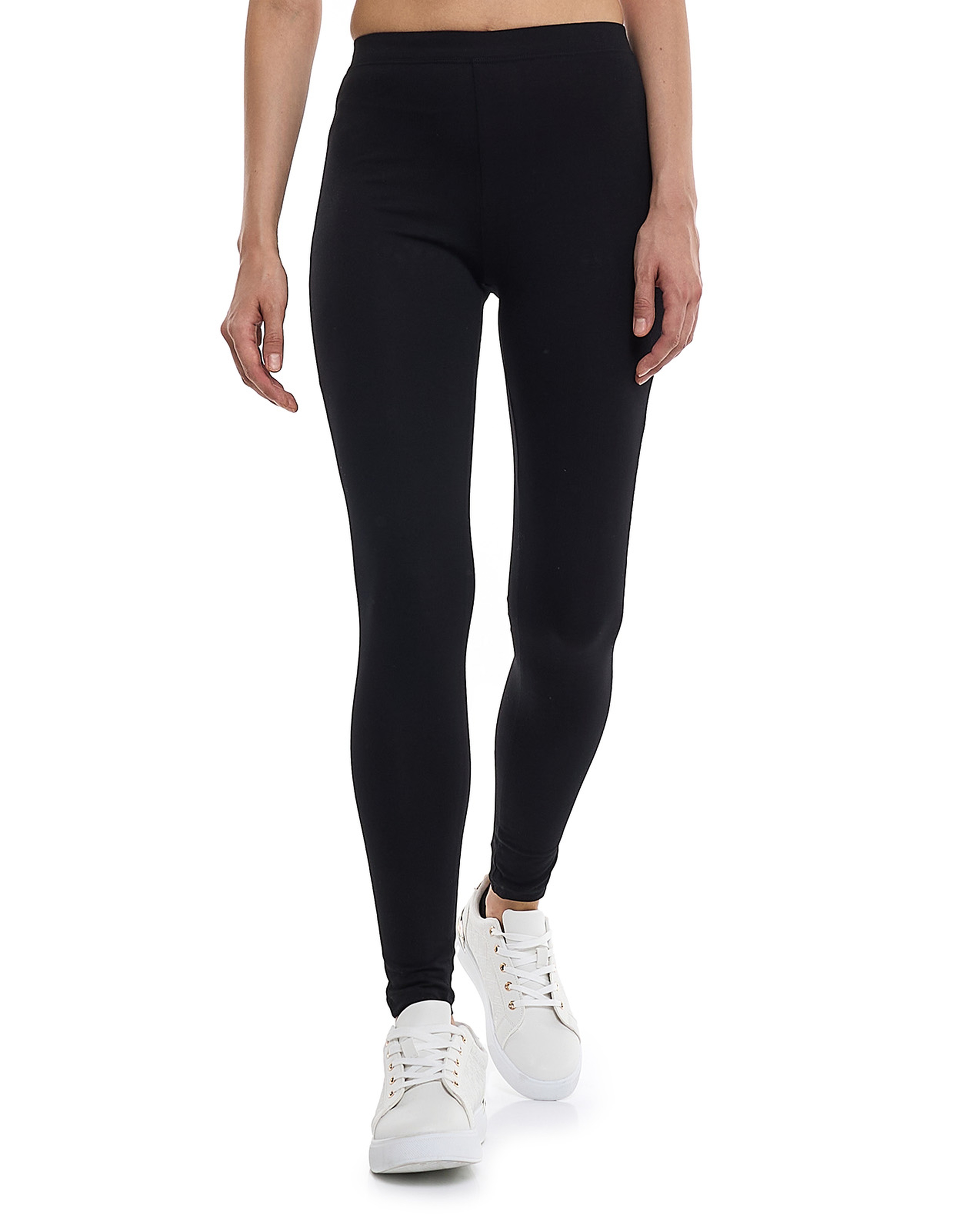 Solid Leggings with Elastic Waist