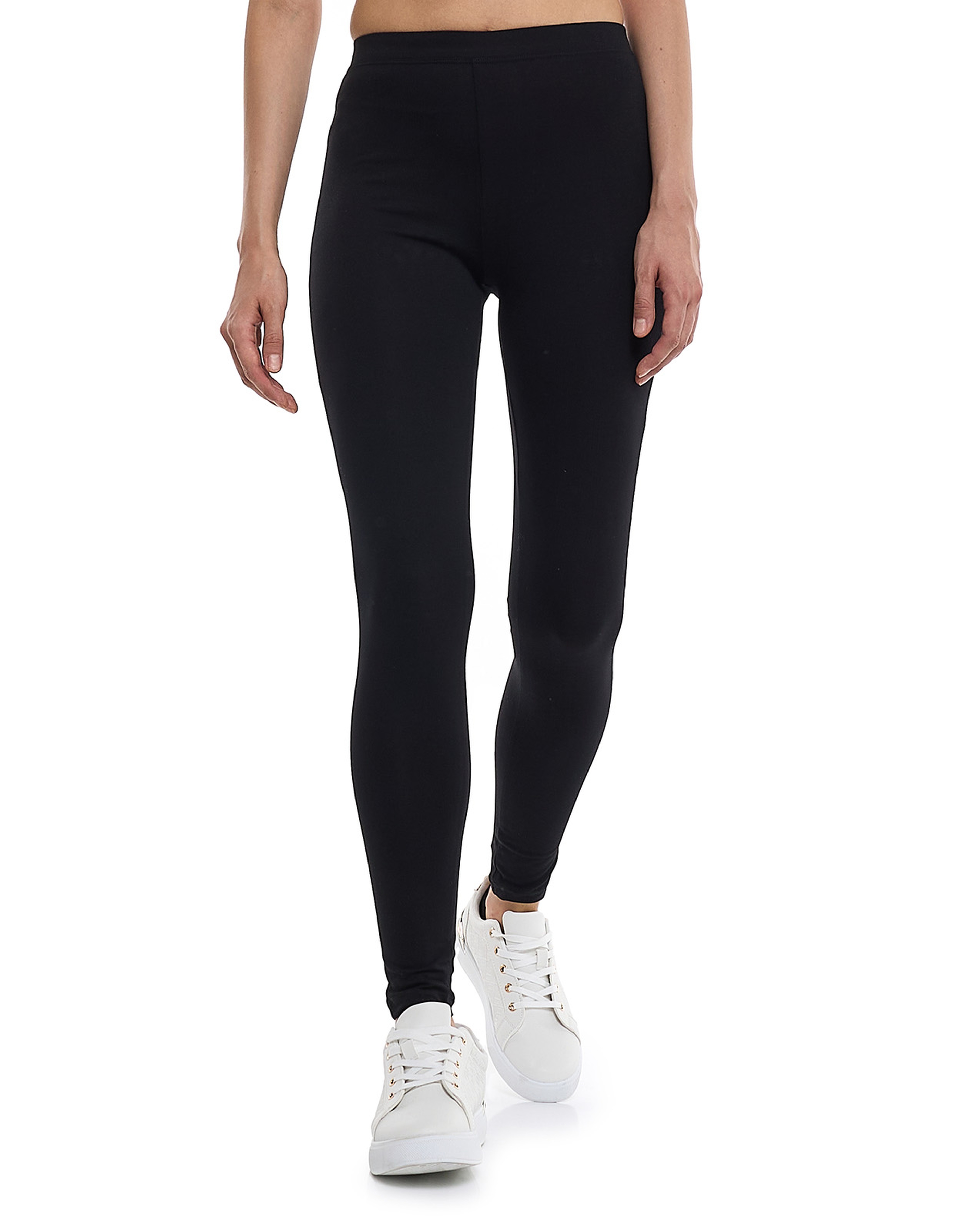 Solid Leggings with Elastic Waist