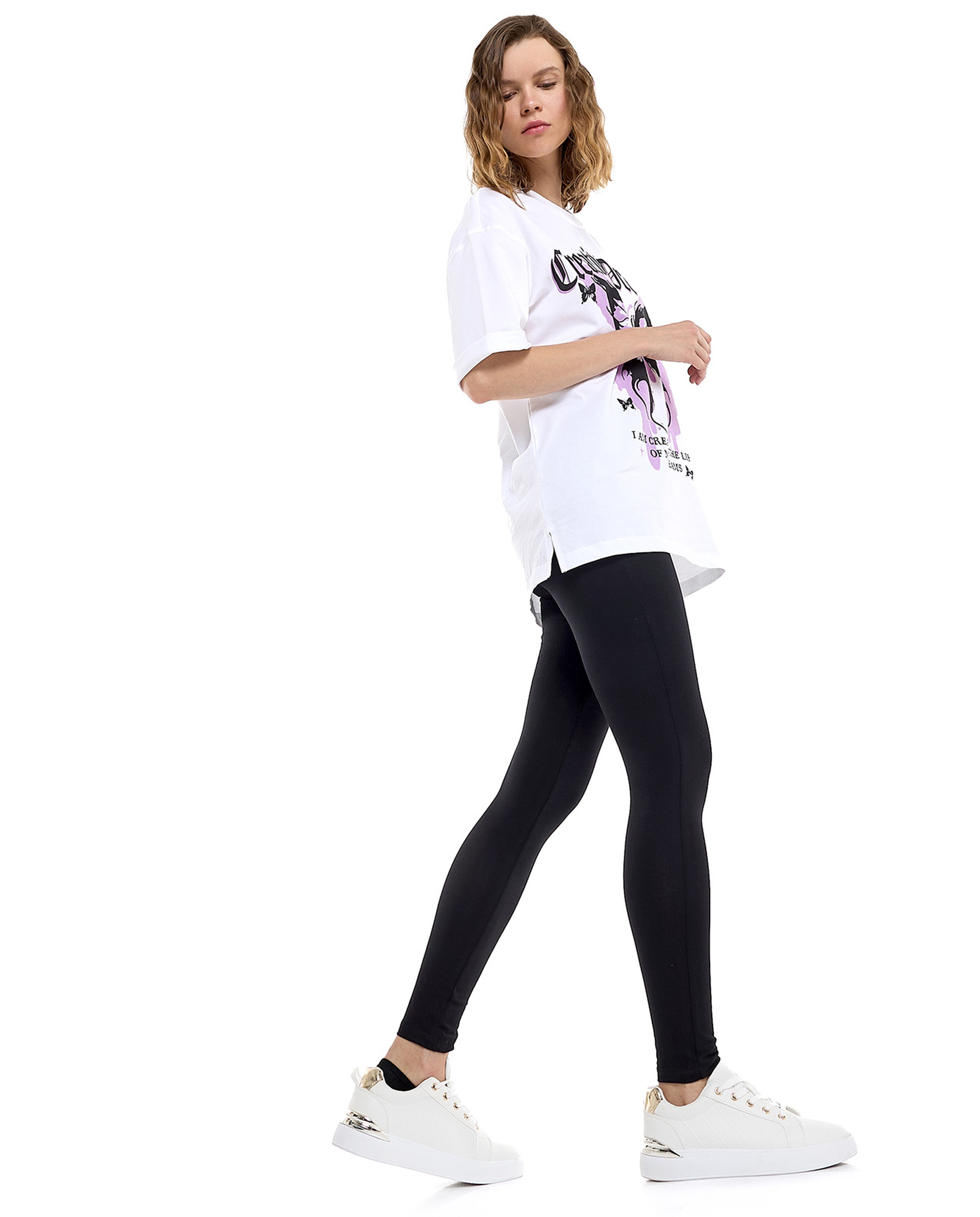 Solid Leggings with Elastic Waist