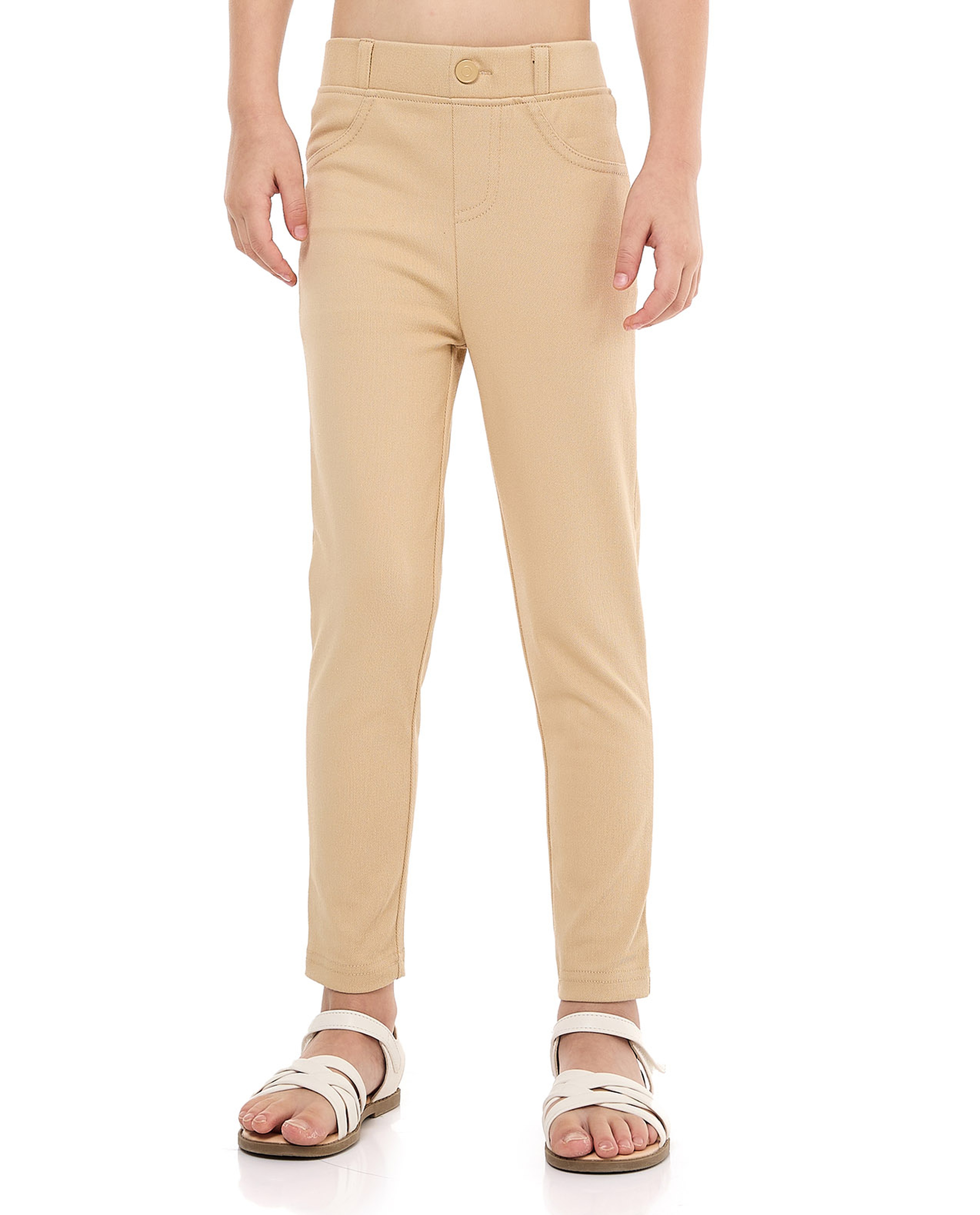 Solid Slim Fit Pants with Elastic Waist